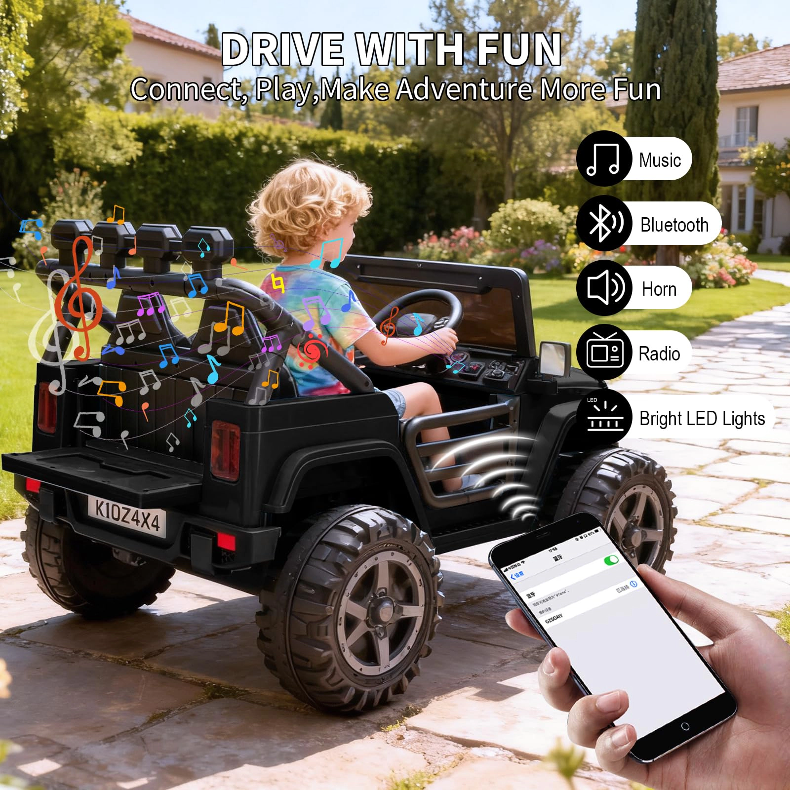 24V 2-Seater Kids Ride On Jeep, 4WD, Dual Motors Battery Powered Electric Vehicles, Remote Control