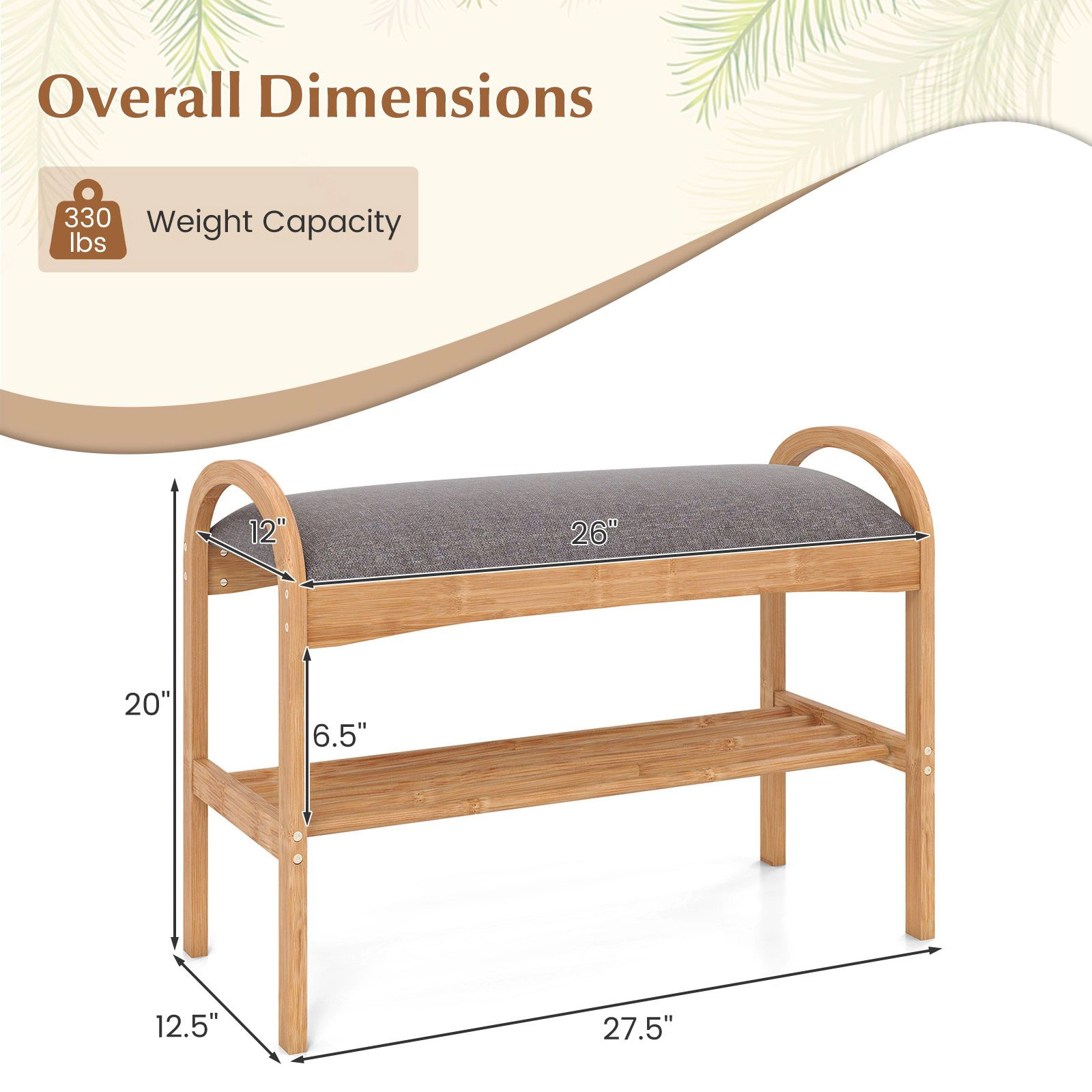 SlickBlue Entryway Shoe Storage Bench with Cushion and Shoe Shelf