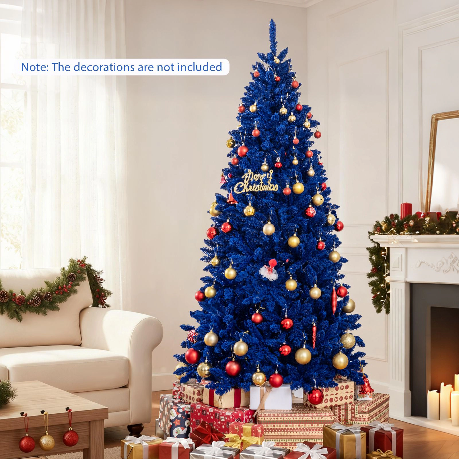 SlickBlue Blue Flocked Artificial Christmas Tree with Remote Control