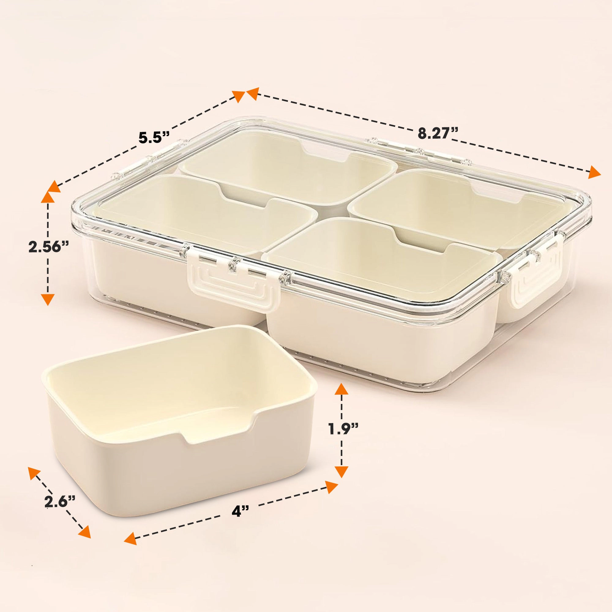 Cheer Collection 4 Compartment Airtight Food Storage Container with Nested