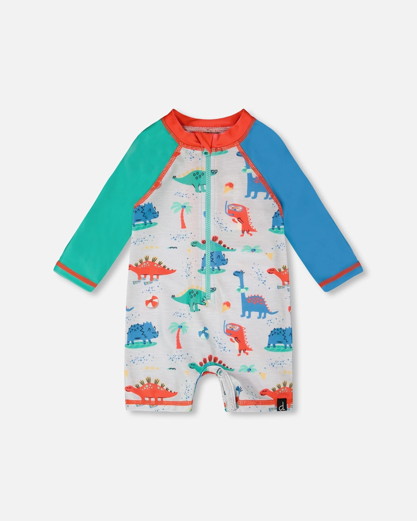 Deux par Boys Toddler One-Piece Long Sleeve Rashguard Dinosaur Print