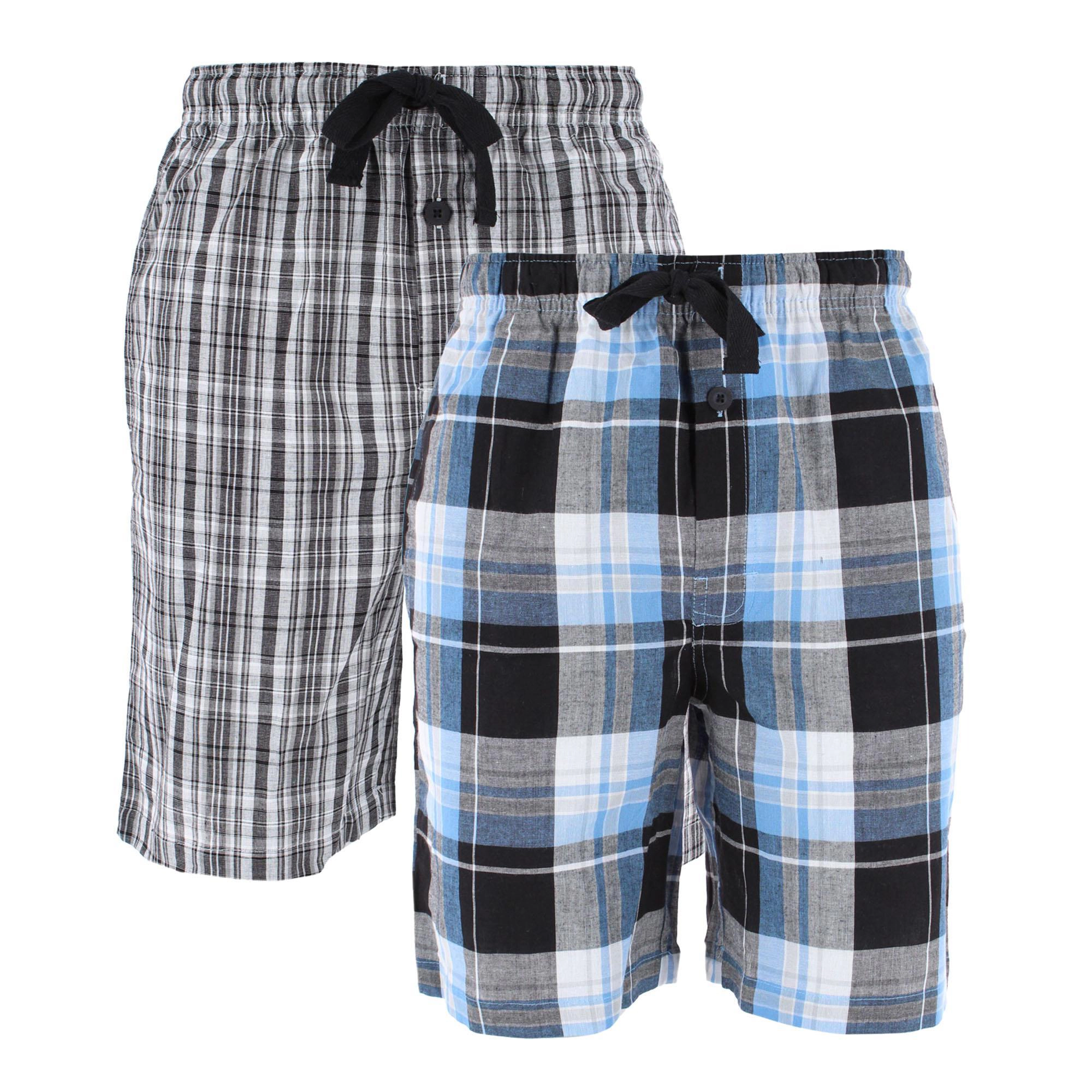 Fruit of the Loom Men's Big & Tall Broadcloth Cotton Pajama Shorts 2-Pack
