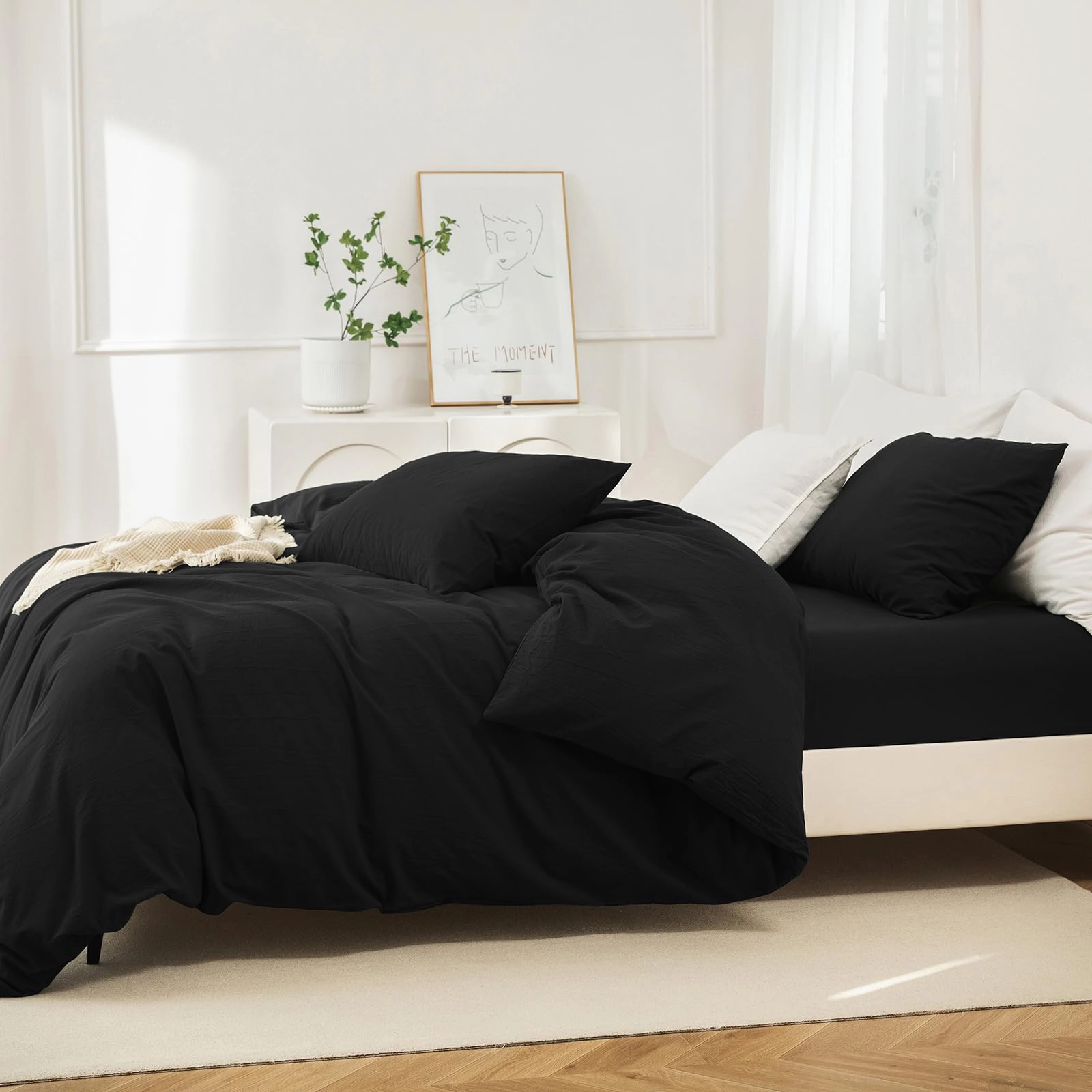 PUPWE Queen Washedton Duvet Cover Set  3-piece Check