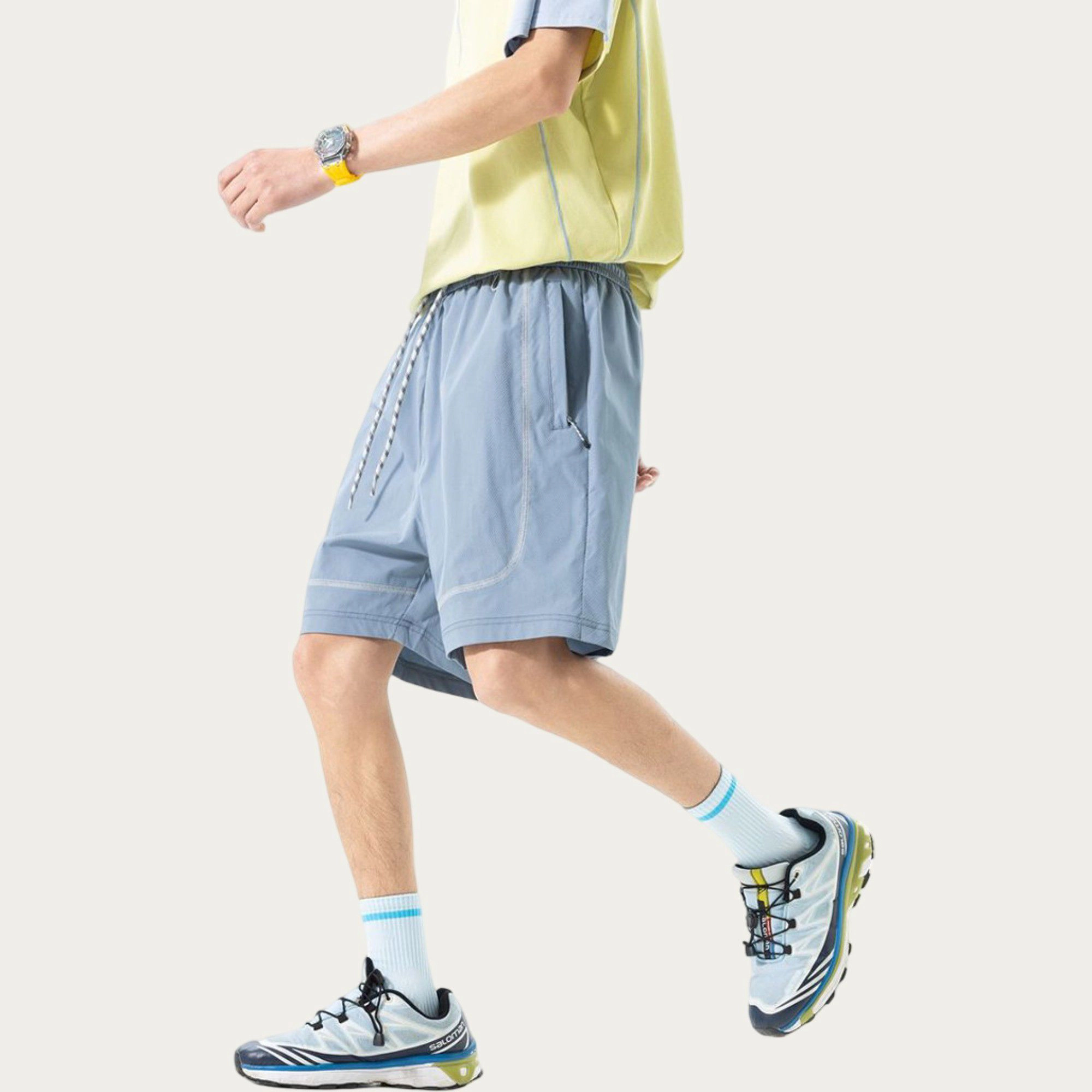 Anna-Kaci Men's Lightweight Athletic Shorts with Elastic Drawstring Waist and Relaxed Seam Design