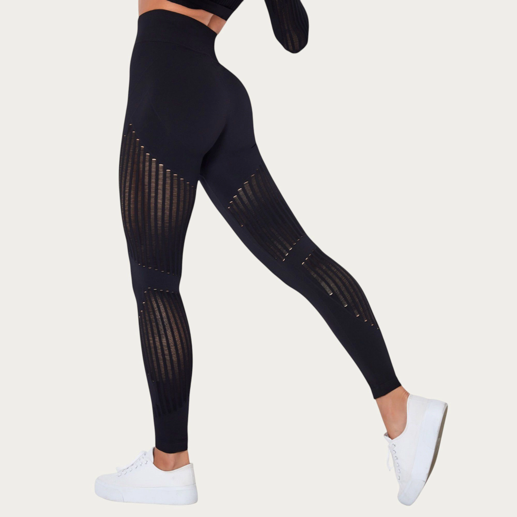 Anna-Kaci Active Women's Seamless Patterned Leggings with Ribbed Details and Contouring Panels