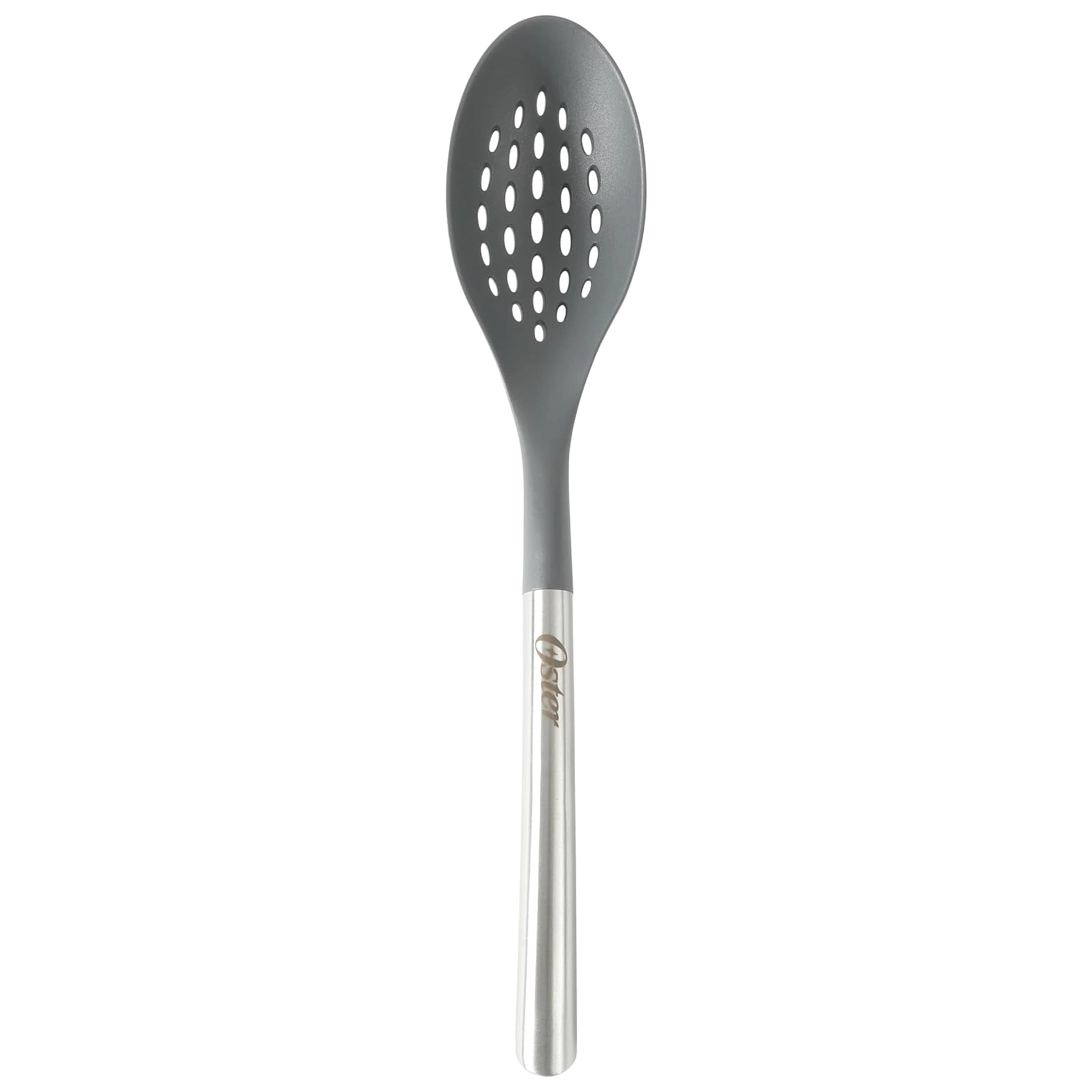 Oster Chadswyck 13.8 Inch Nylon Slotted Spoon With Stainless Steel Handle in Silver