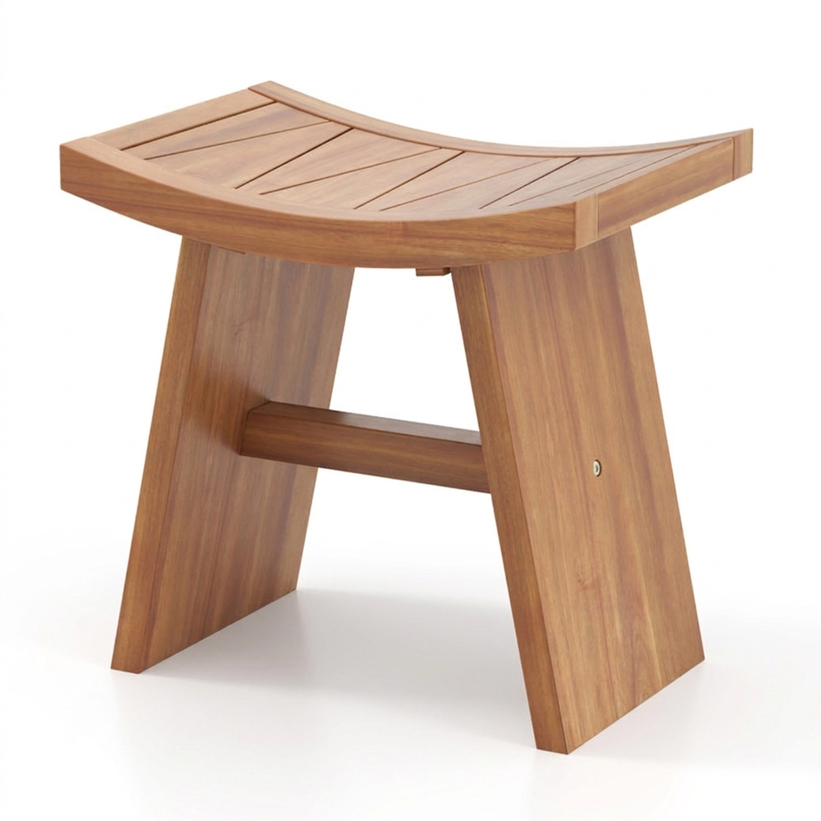 SUGIFT 18-Inch Teak Wood Shower Bench, Curved Seat, 350-Lb Capacity