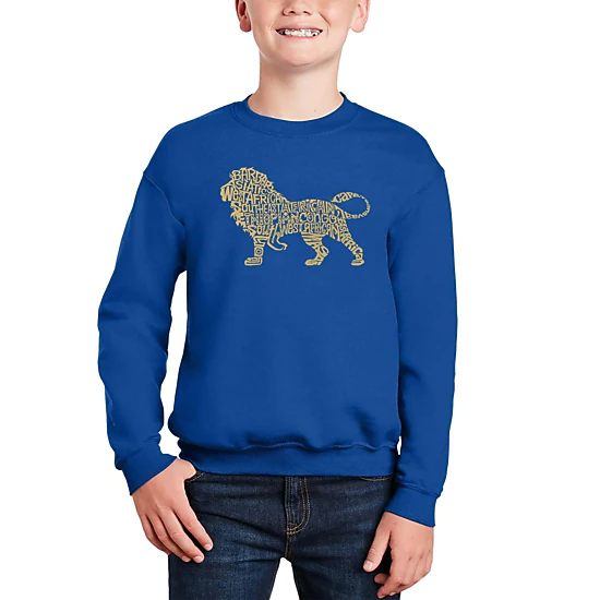 LA Pop Art Boy's Word Art Sweatshirt - Lion