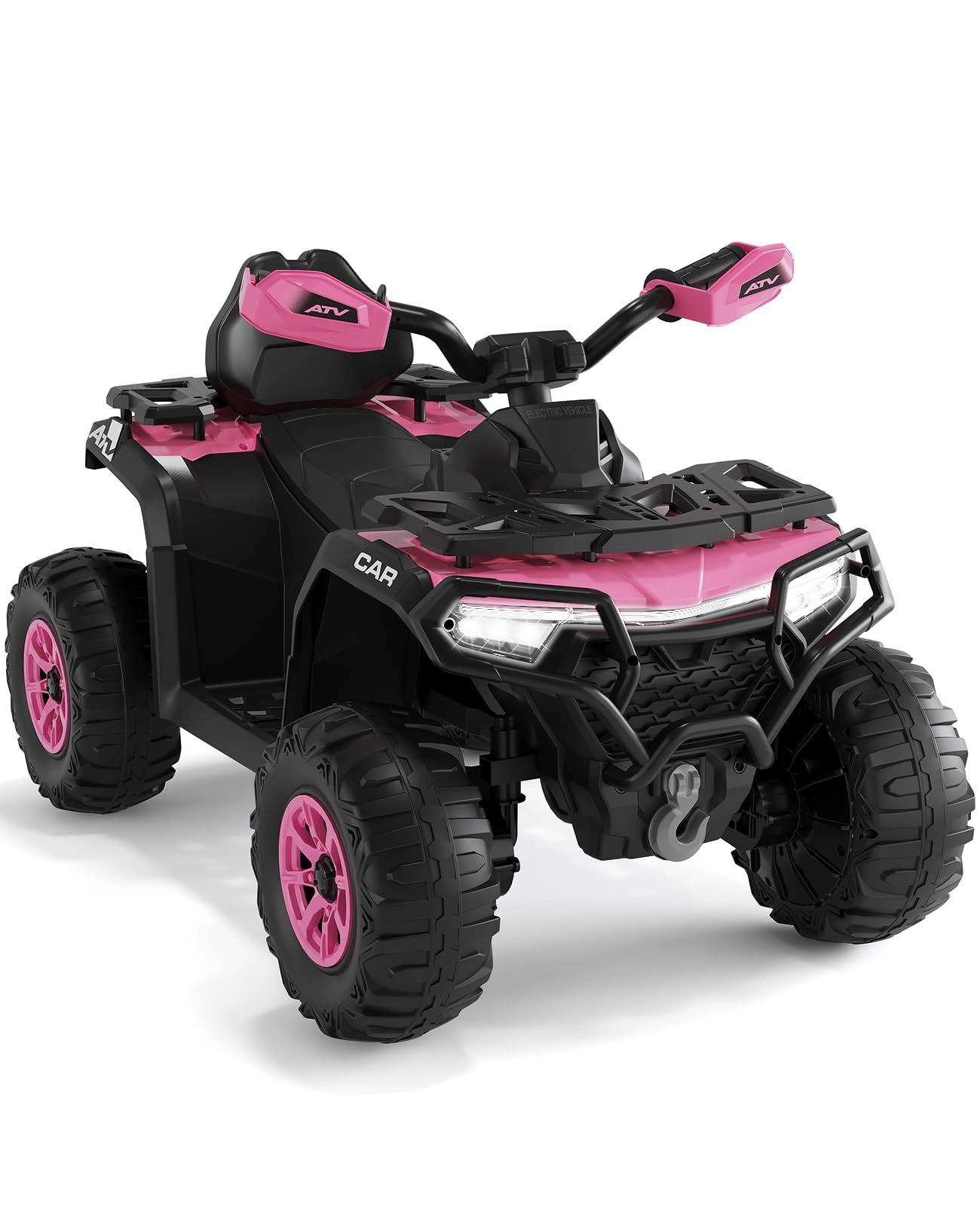 Enjyam 12V Kids Ride On ATV Car with Parent Remote, Off-Road 4 Wheeler w/ Suspension, LED Flag, Bluetooth, USB