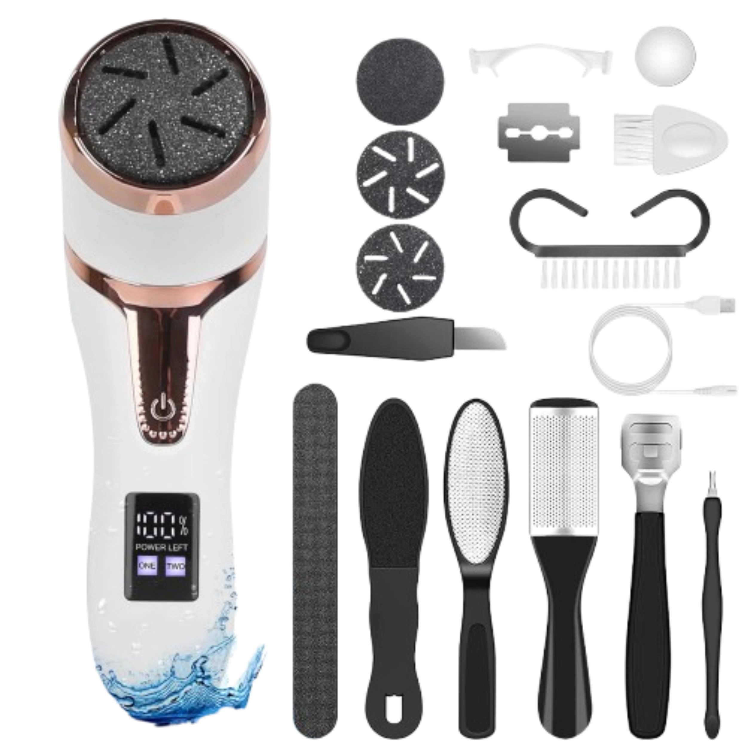 SS Design 17 Piece Electric Foot Callus Remover Rechargeable Pedicure Kit