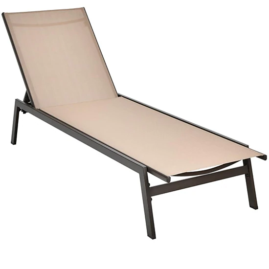 Hivvago Outdoor Reclining Chaise Lounge Chair With 6-Position Adjustable Back