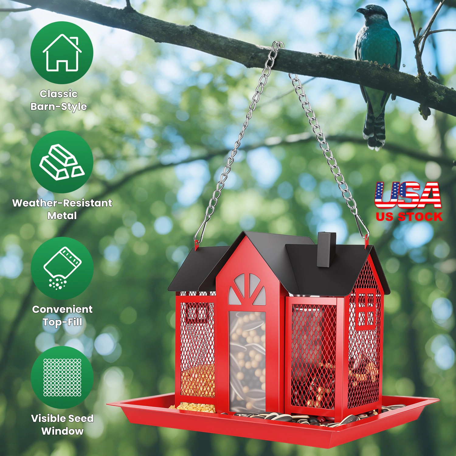 IMounTEK Unisex Metal Barn Bird Feeder House