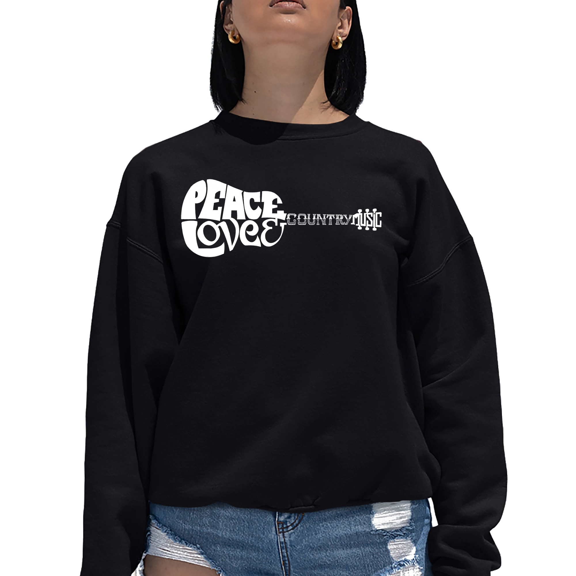 LA Pop Art Peace Love Country - Women's Word Crewneck Sweatshirt