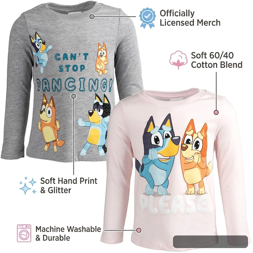 Bluey Girls' 2-Pack Long Sleeve Tees