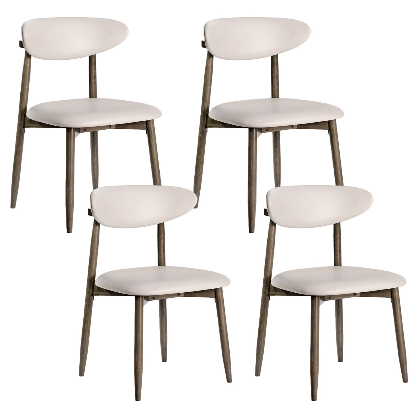 SUGIFT Set of 4 Wooden Modern Upholstered Dining Chairs with Curved Backrest 330-lb Capacity Beige Seat Wood Ash Frame