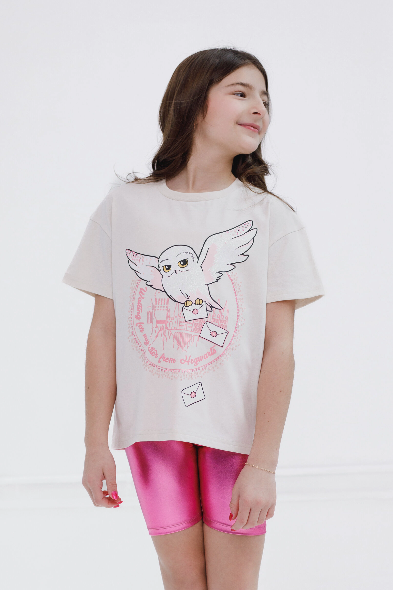 Harry Potter Hedwig Girls' 2-Piece T-Shirt and Bike Shorts Set
