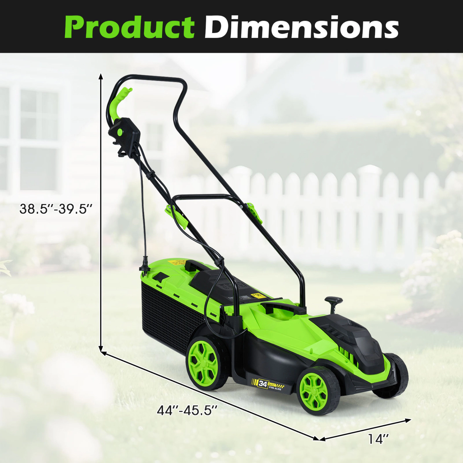 LJG -Inch 12-Amp Corded Electric Lawn Mower with -Position Height Adjustment