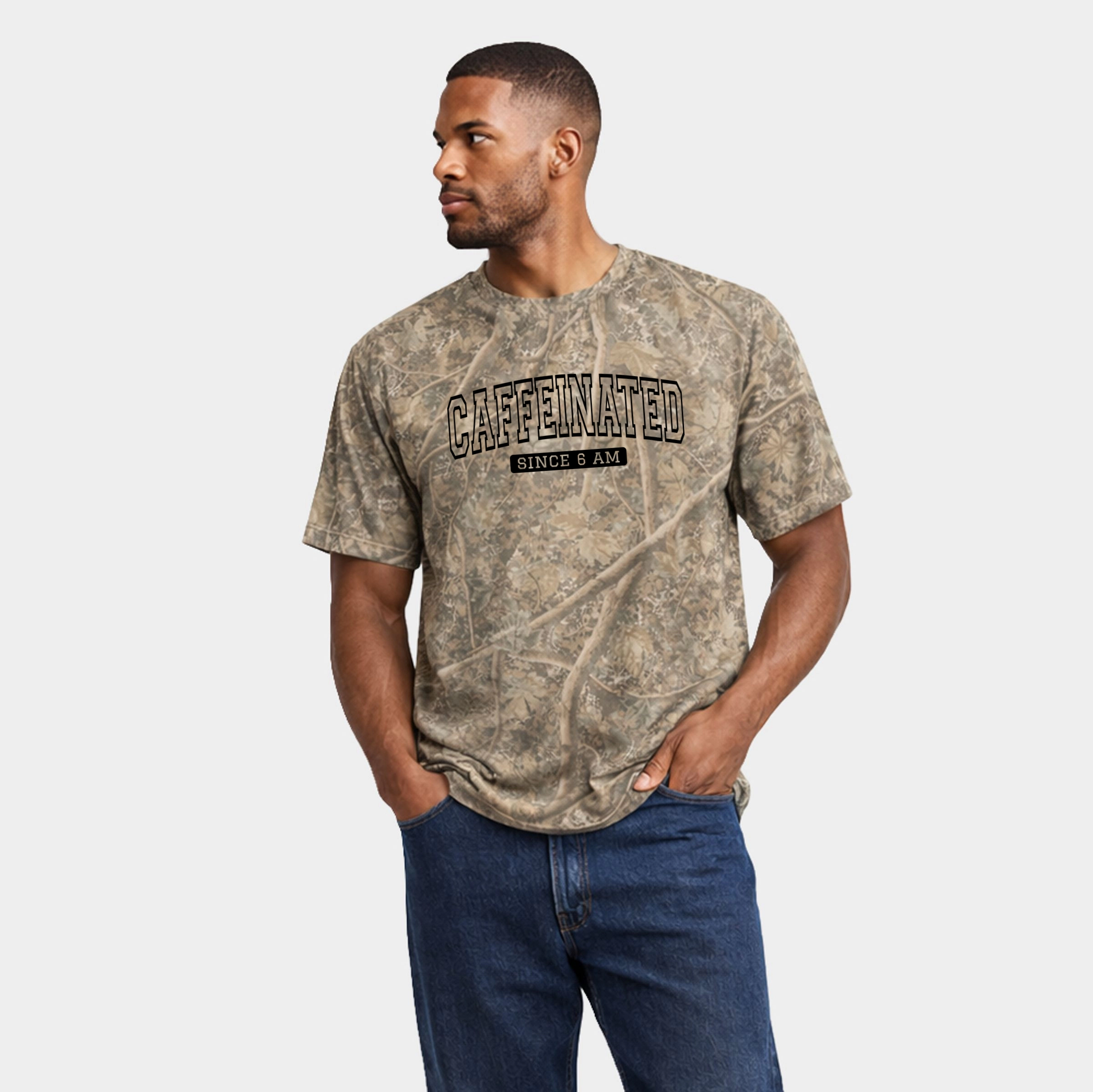 Simply Sage Market - Men's Heavyweight Camo Tee Caffeinated Since 6am