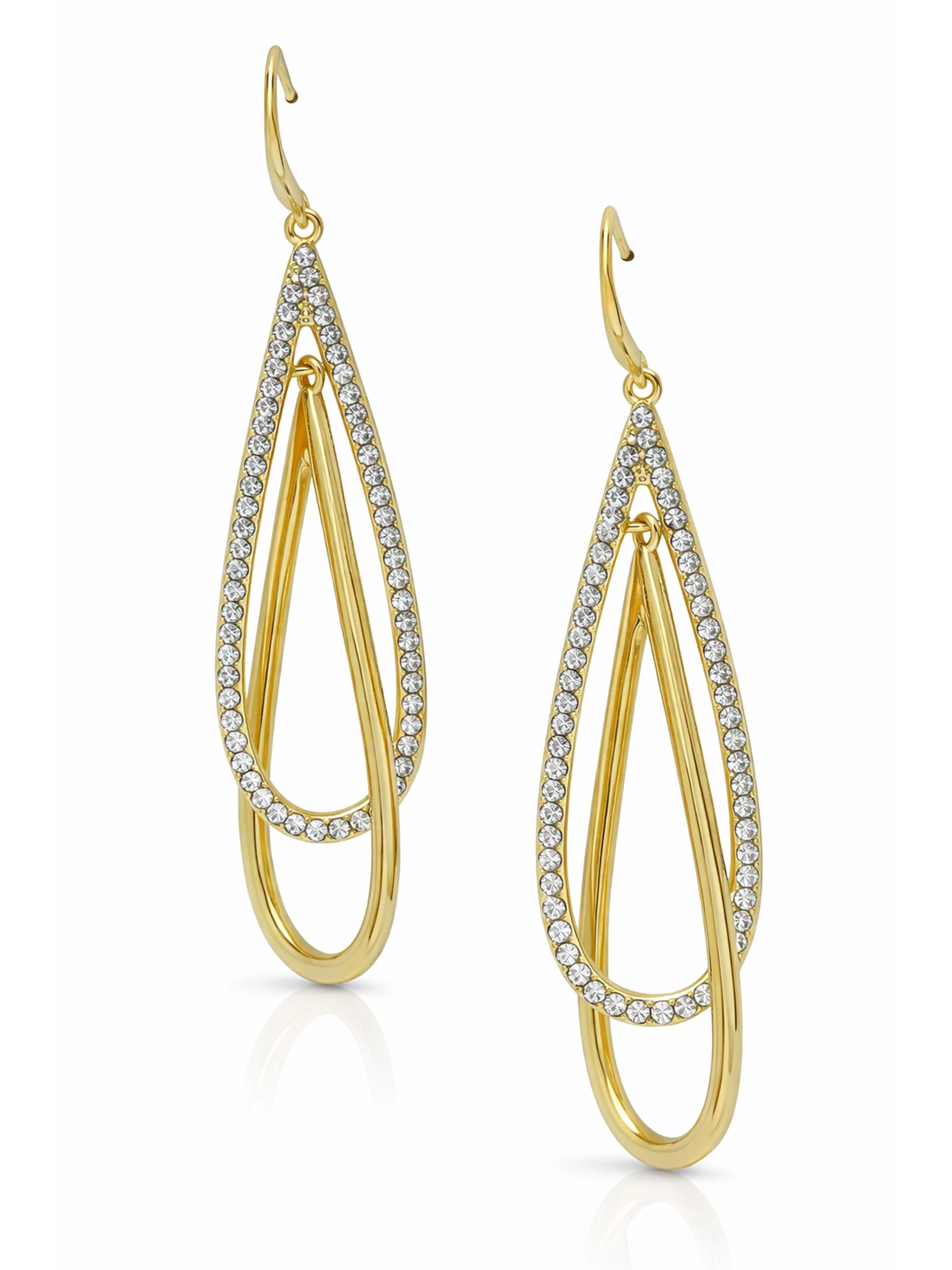 AGP PARIS Womens Double Loop Pavé Drop Earrings