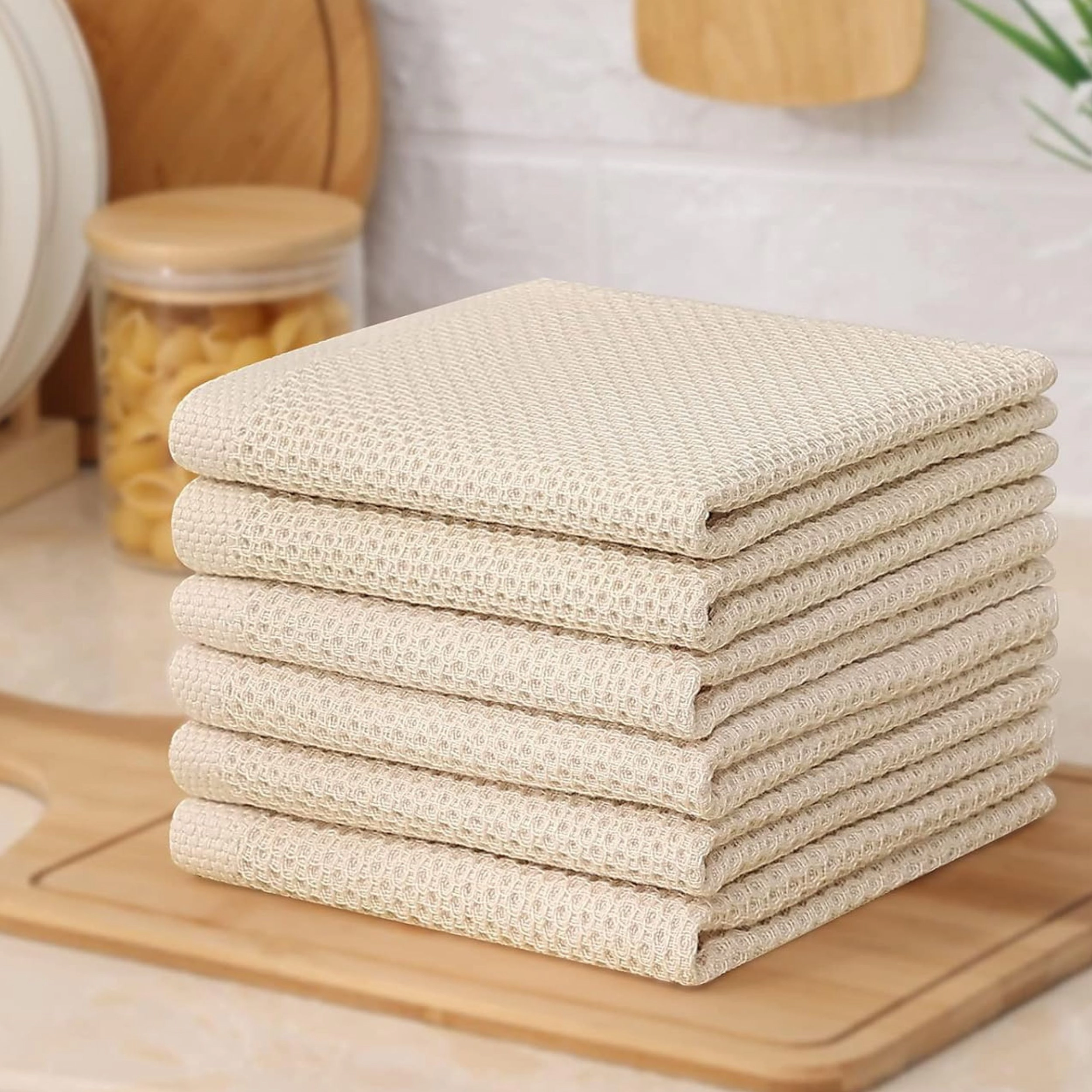 Stock Preferred Pack of 6 Cotton Waffle Kitchen Dish Towels 12x12 Inch