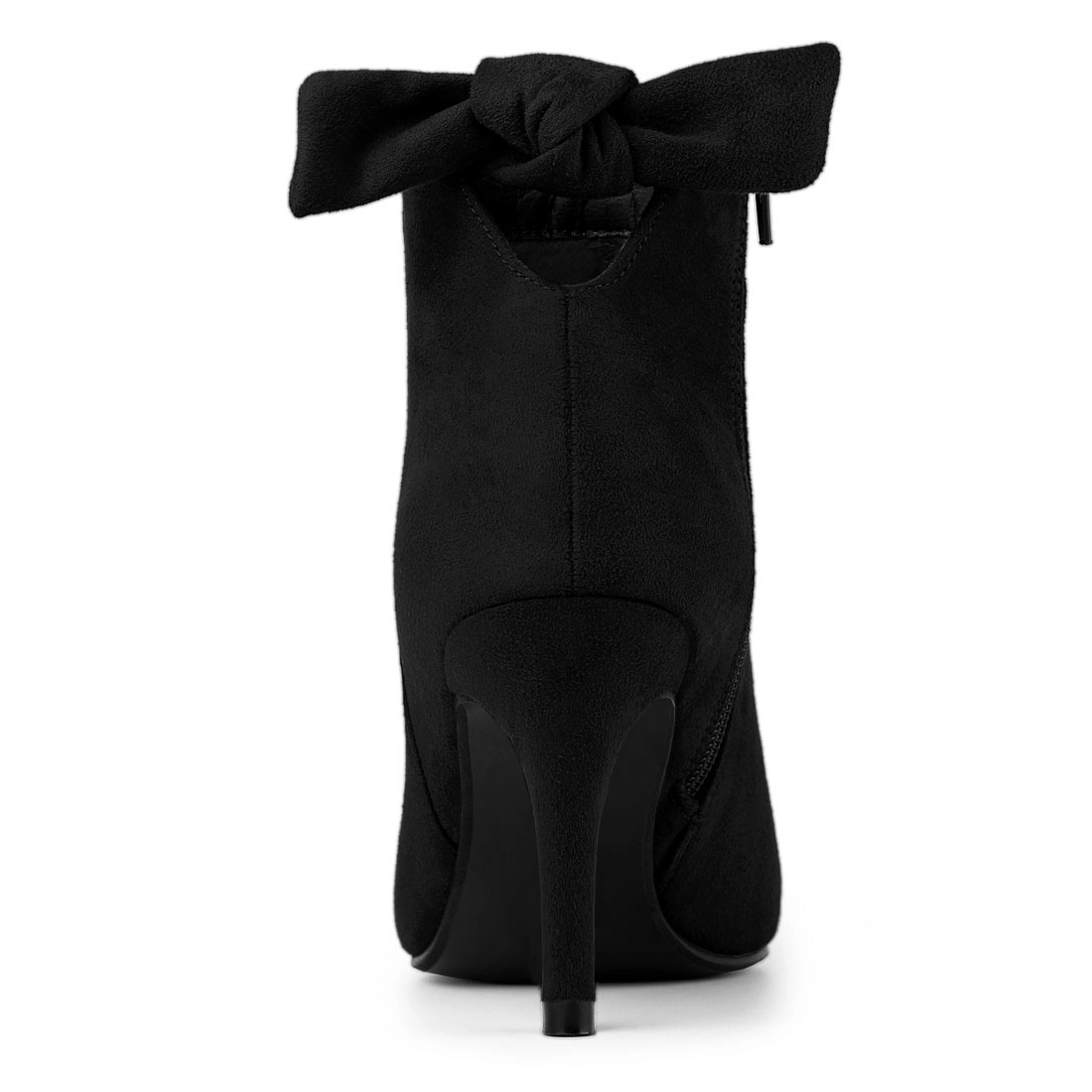 BLISSFUL STEP Women Suede Pointed Toe Stiletto Heel Side Zip Ankle Boots