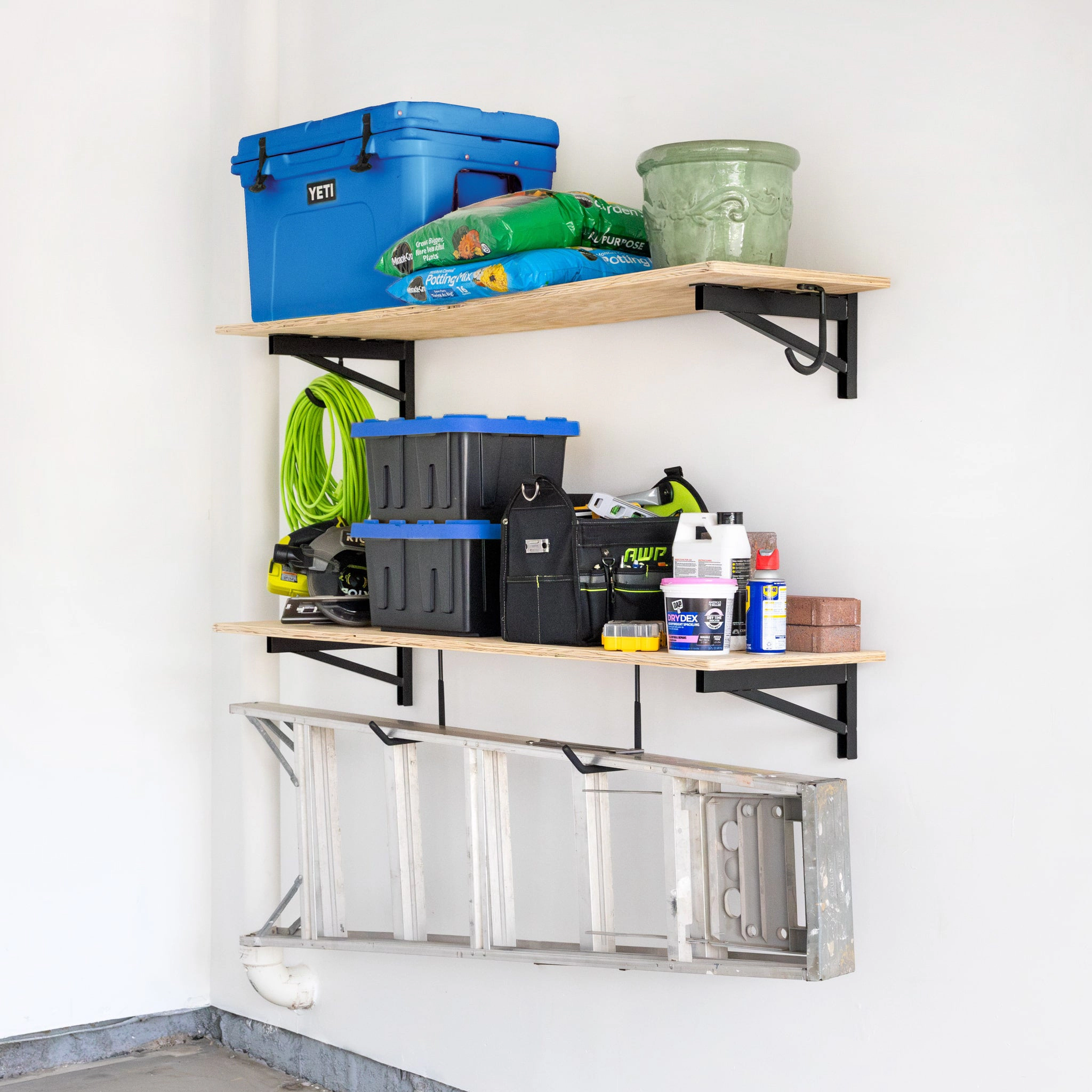 StoreYour 1' x 4' DIY Wall Shelf Brackets, Heavy Duty Garage Wall Shelves