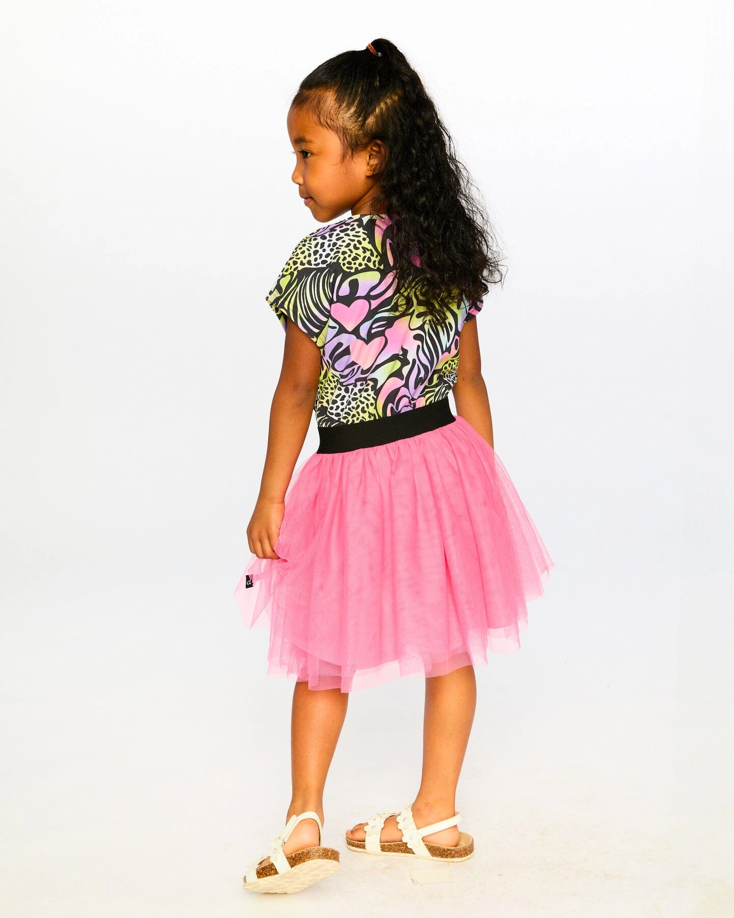 Deux par Girls Bi-Material Animal and Heart Print Dress
