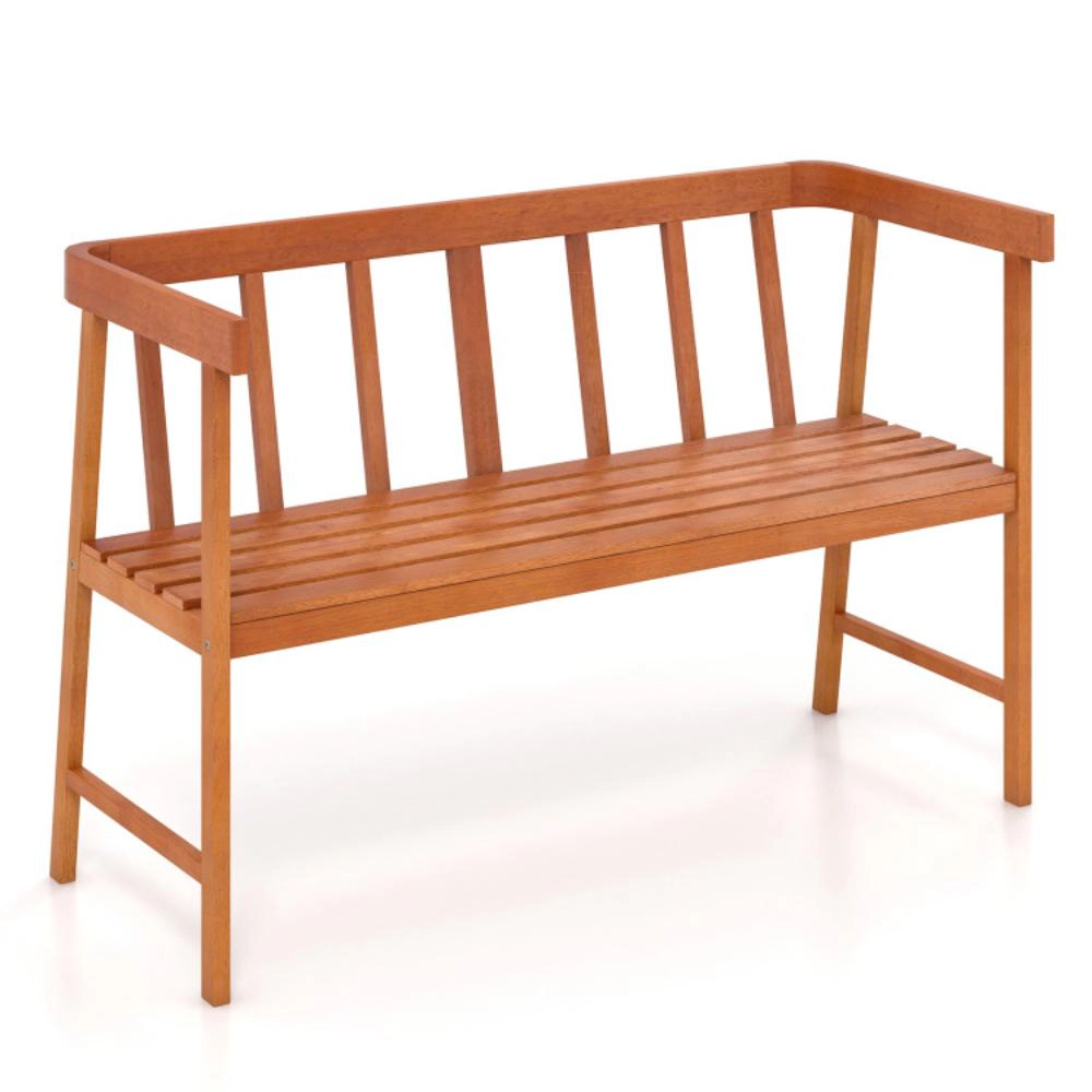Hivvago Outdoor Acacia Wood Bench With Backrest And Armrests