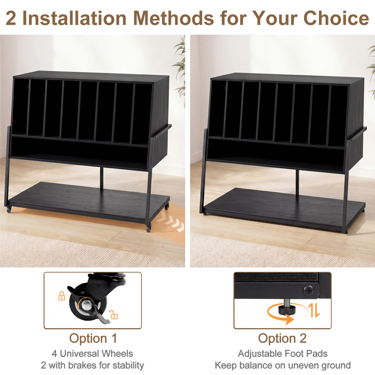Glintex 40-Inch Turntable Stand with 8 Compartments and Built-In Charging Ports