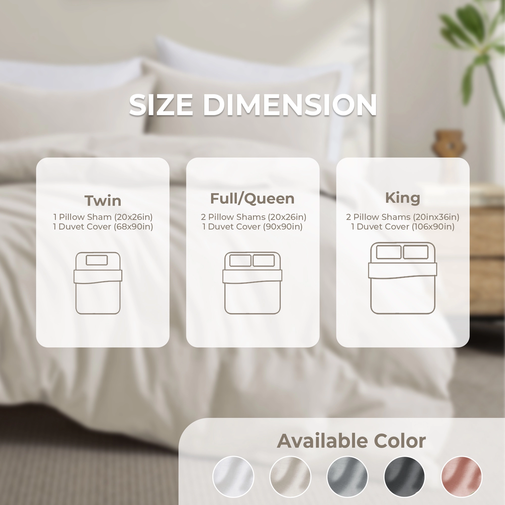 PEACENEST Linen Cotton Blend Duvet Cover Set, Breathable Lightweight Bedding Set