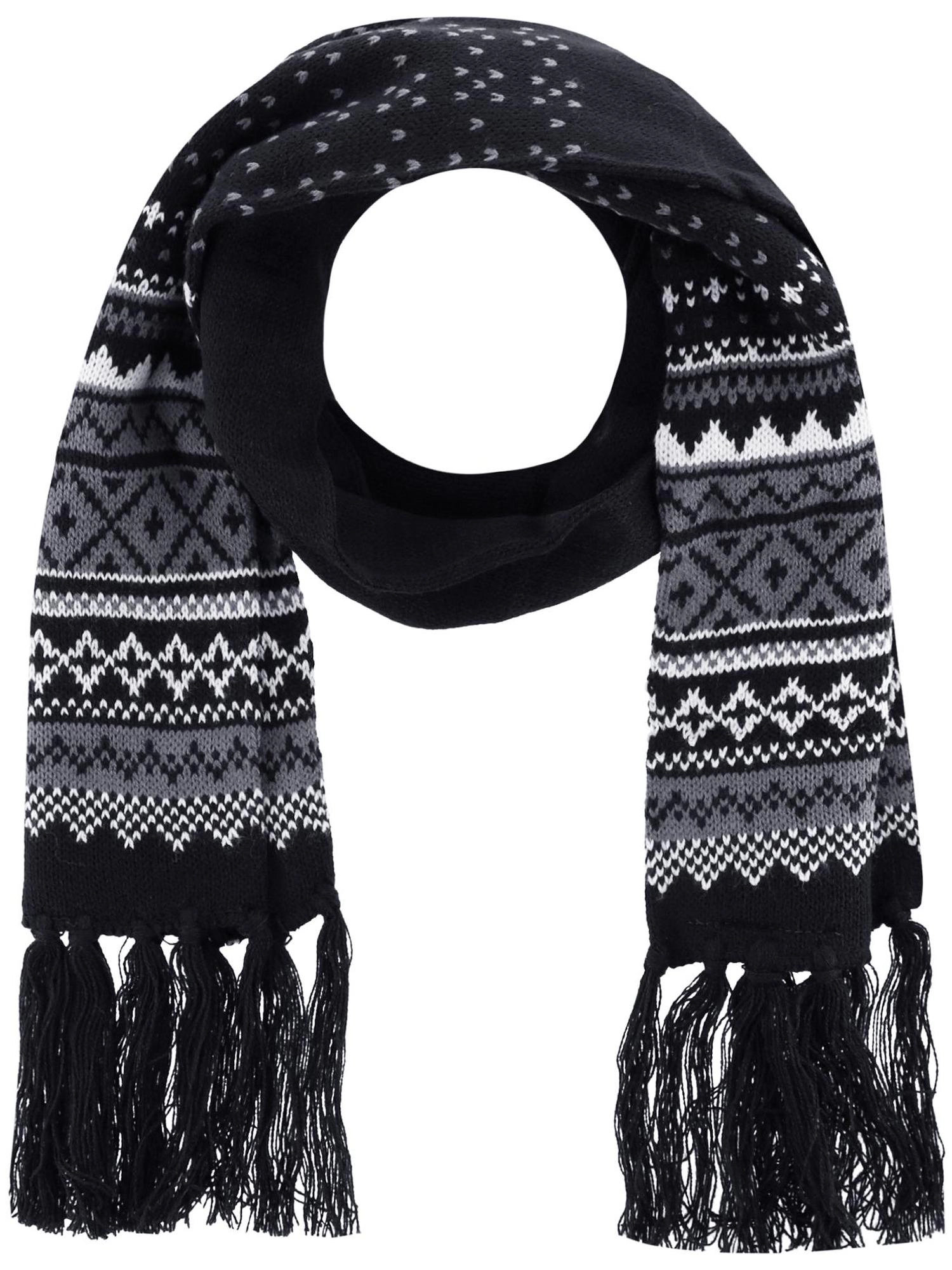 CTM Men's Heavy Knit Winter Pattern Scarf