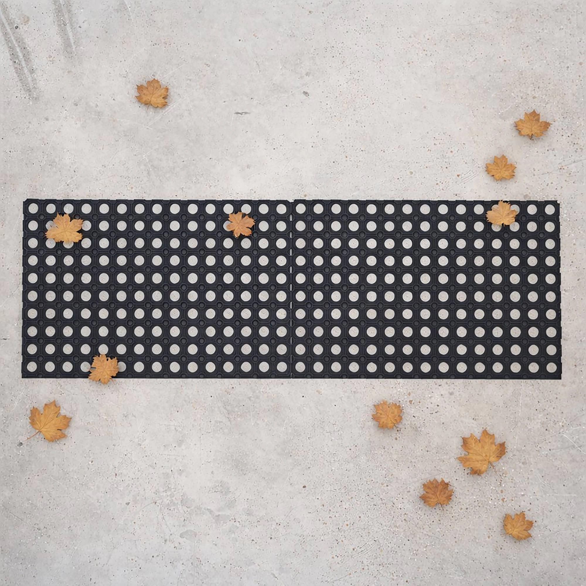 Evideco French Home Goods Black Honeycomb Pack of 2 Rubber Doormat x 32 Inches