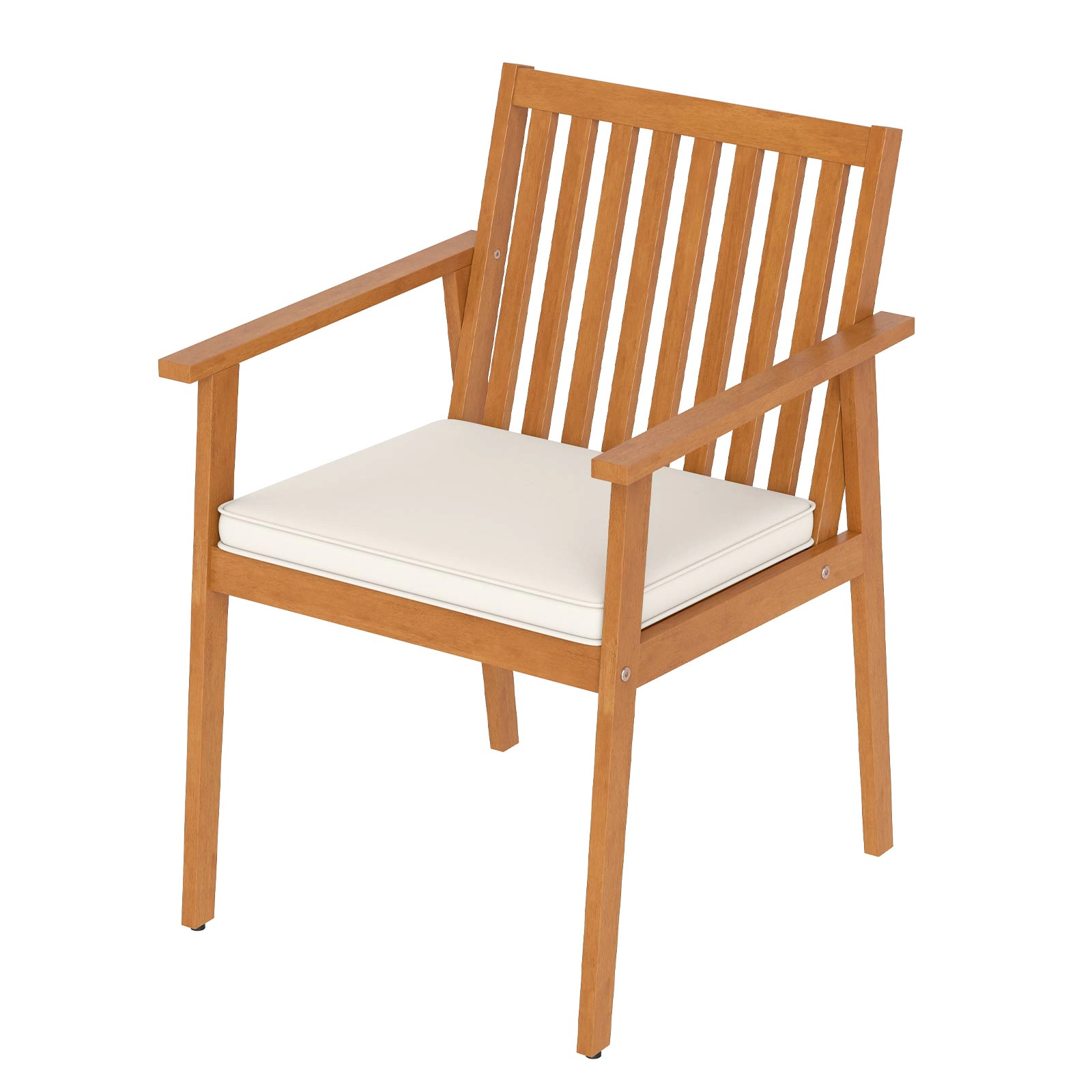 LJG 2 Pieces Patio Dining Chairs Outdoor Acacia Wood with Removable Padded Cushion