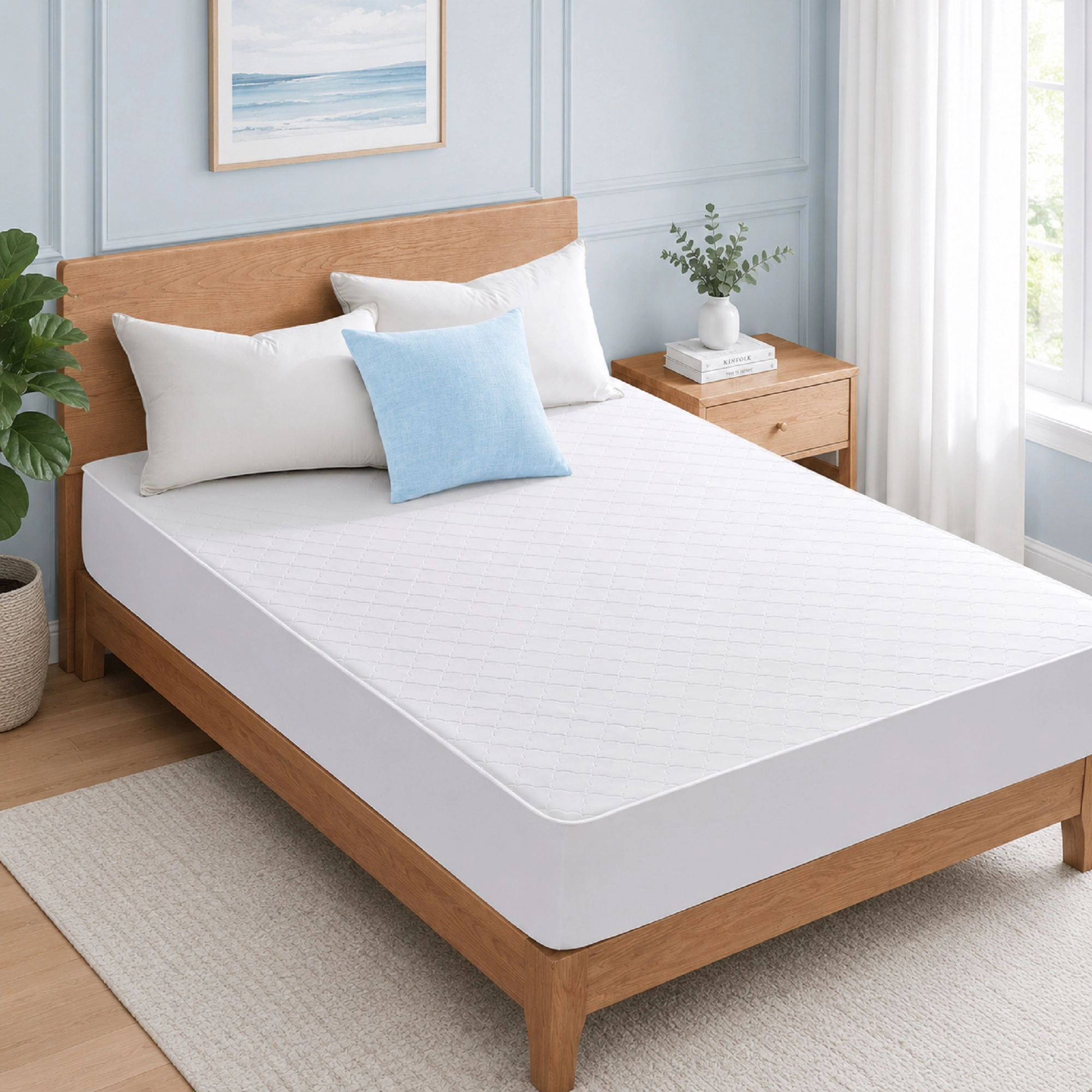 Unikome Cooling Stretch Knit Mattress Pad, Cool Touch Cover with Airy Mesh Gusset