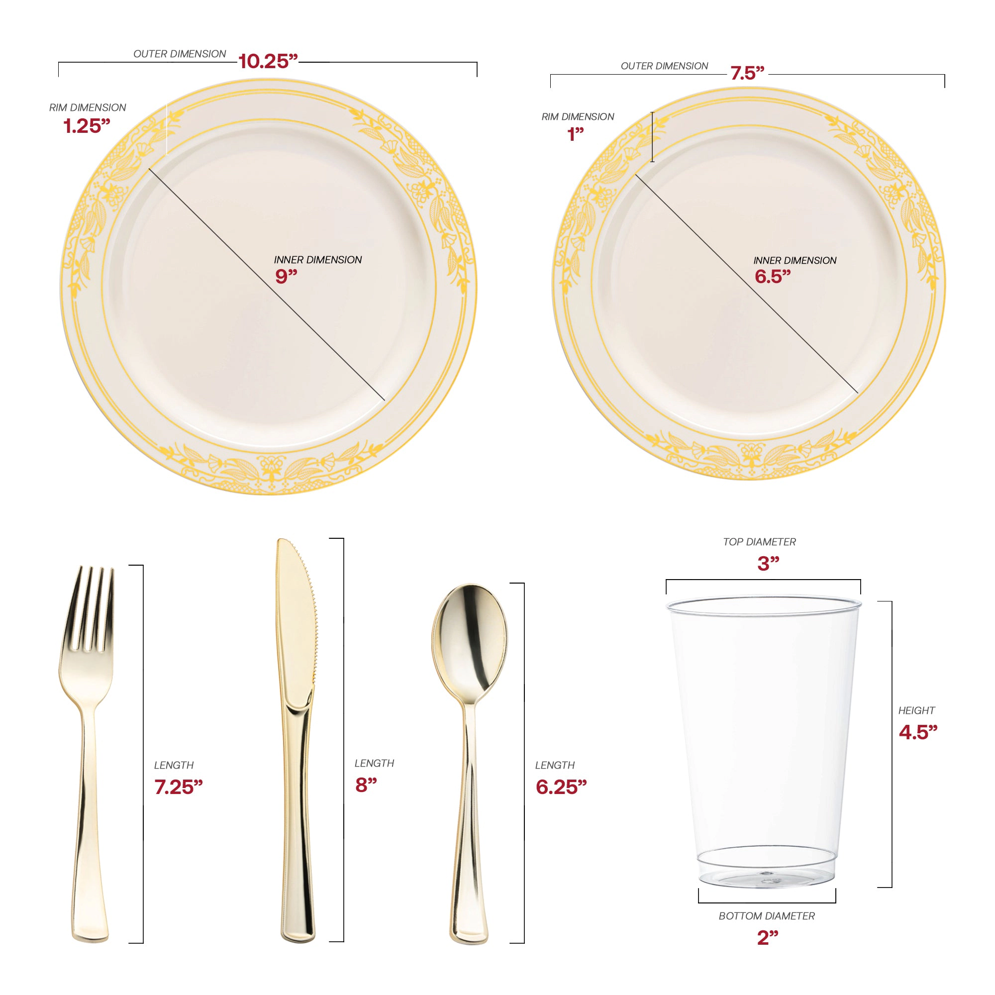Smarty Had A Party Ivory with Gold Harmony Rim Plastic Wedding Value Set