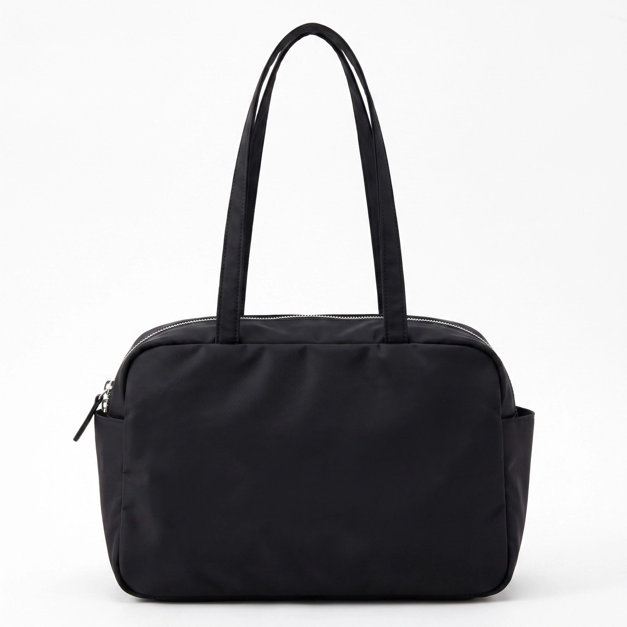 Alilang Women's Lightweight Shoulder Tote Bag with Top Zipper and Exterior Side Pockets 12x8x3.5in