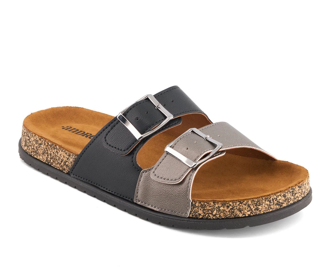 Andrea Womens Double Strap Footbed Sandals