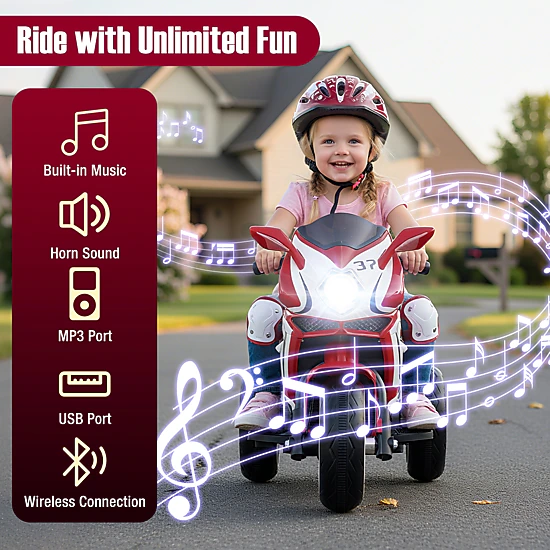SUGIFT 6V Pink Kids Ride-On Mini Electric Motorcycle with LED Lights and Soft Start 31-in W 66-lb Rider