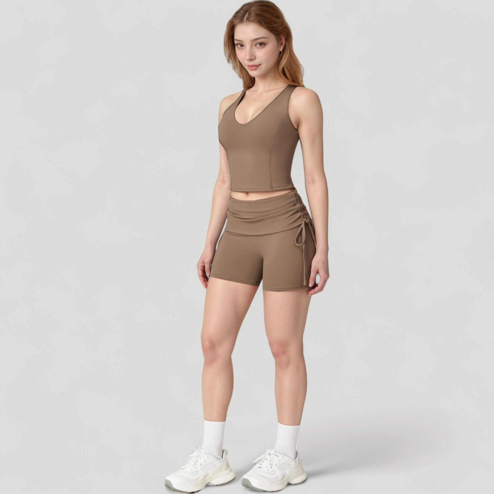 Anna-Kaci Women's V-Neck Cropped Tank Top with Racer-Inspired Straps and Smooth Contour Fit for Activewear