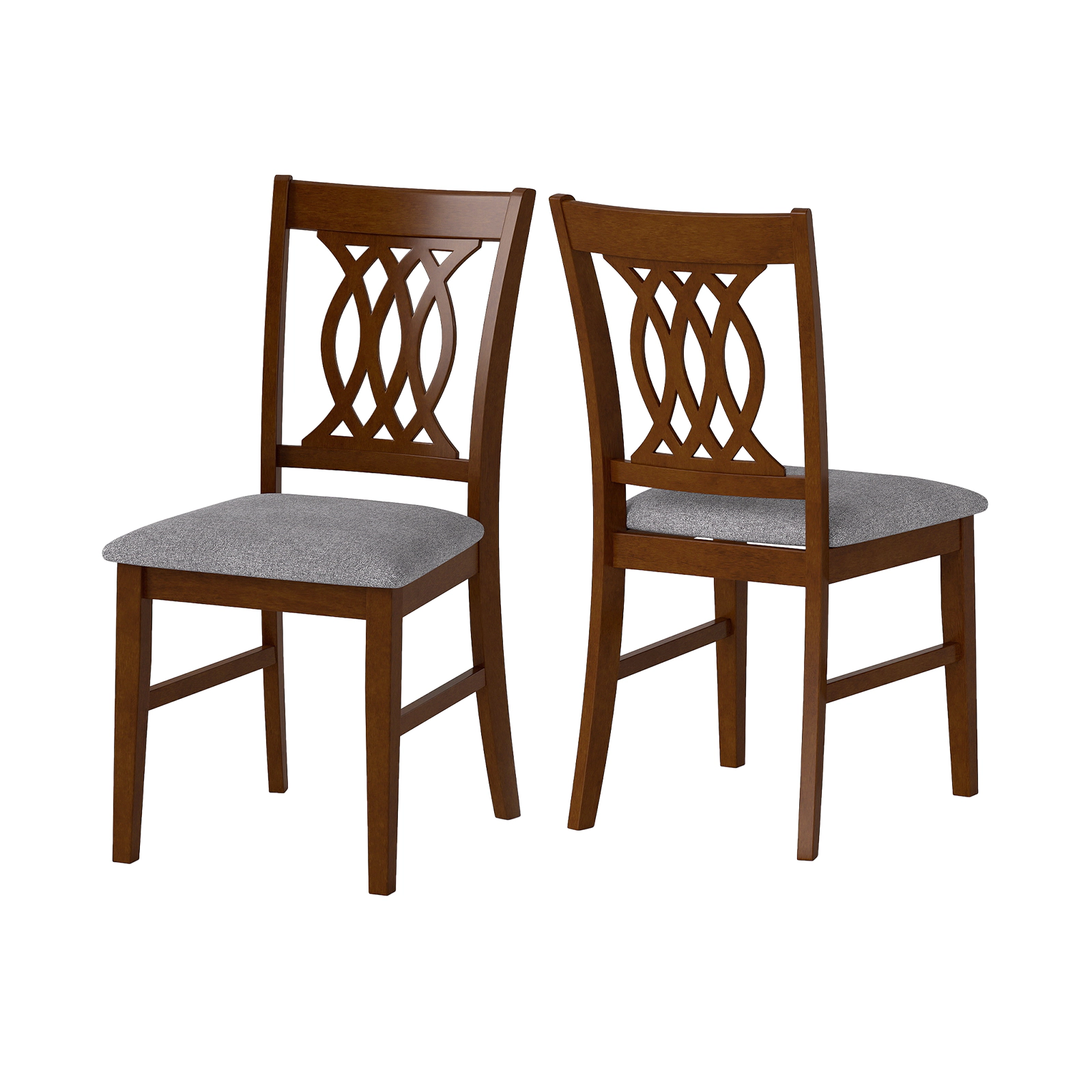 SUGIFT Set of 2 Armless Dining Room Chairs Padded Seat 330-lb Capacity 22-in Frame 19.5-in Seat Height Walnut & Gray