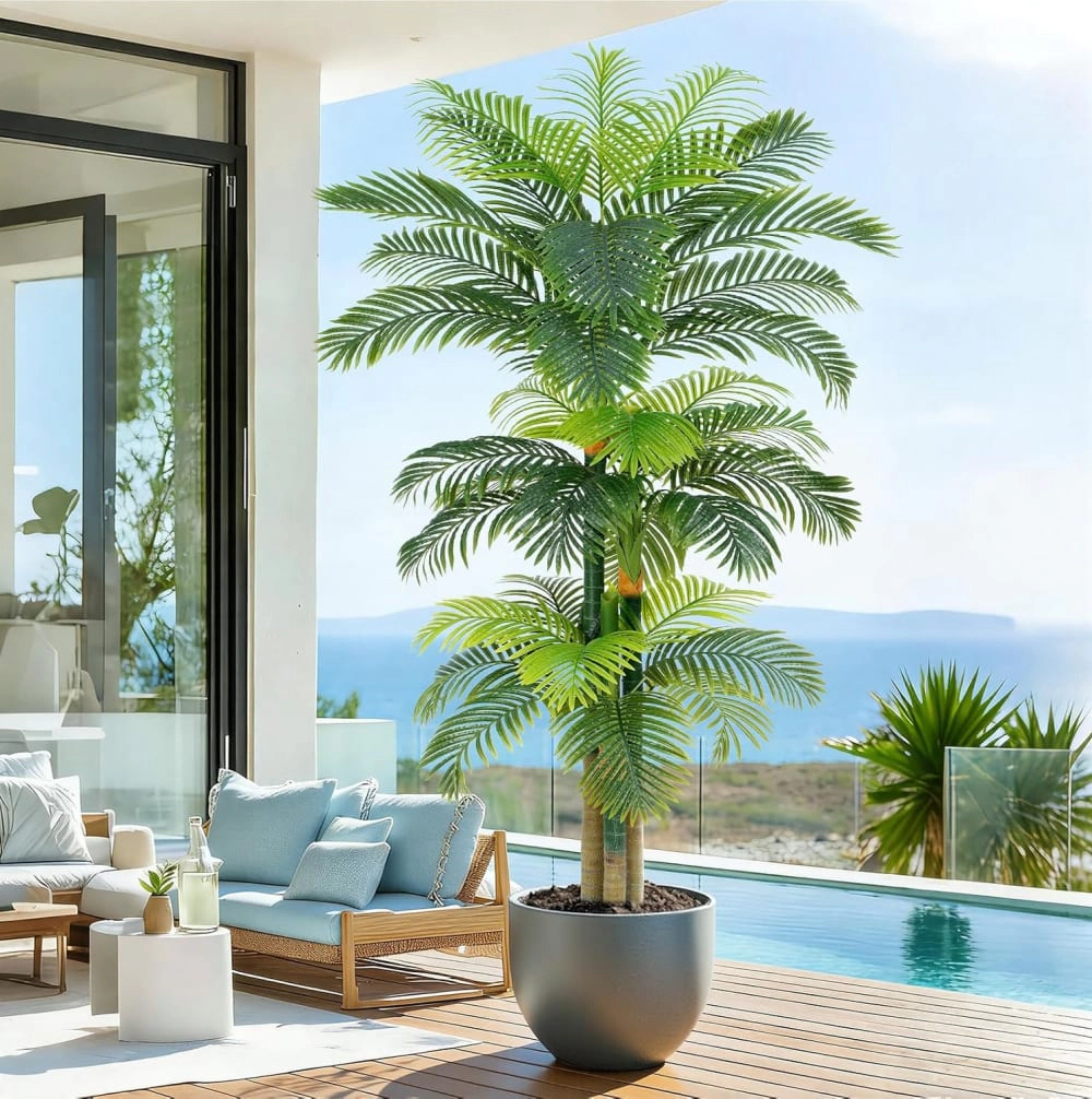 Whimsy Toys 8.5ft Artificial Golden Cane Palm Tree