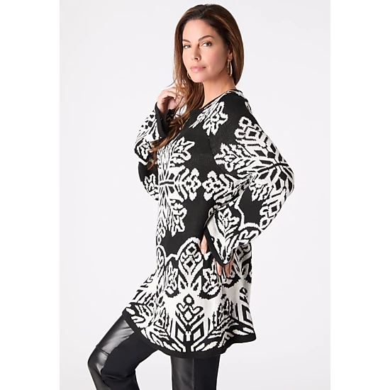 Roaman's Women's Plus Size Fair Isle Boatneck Sweater