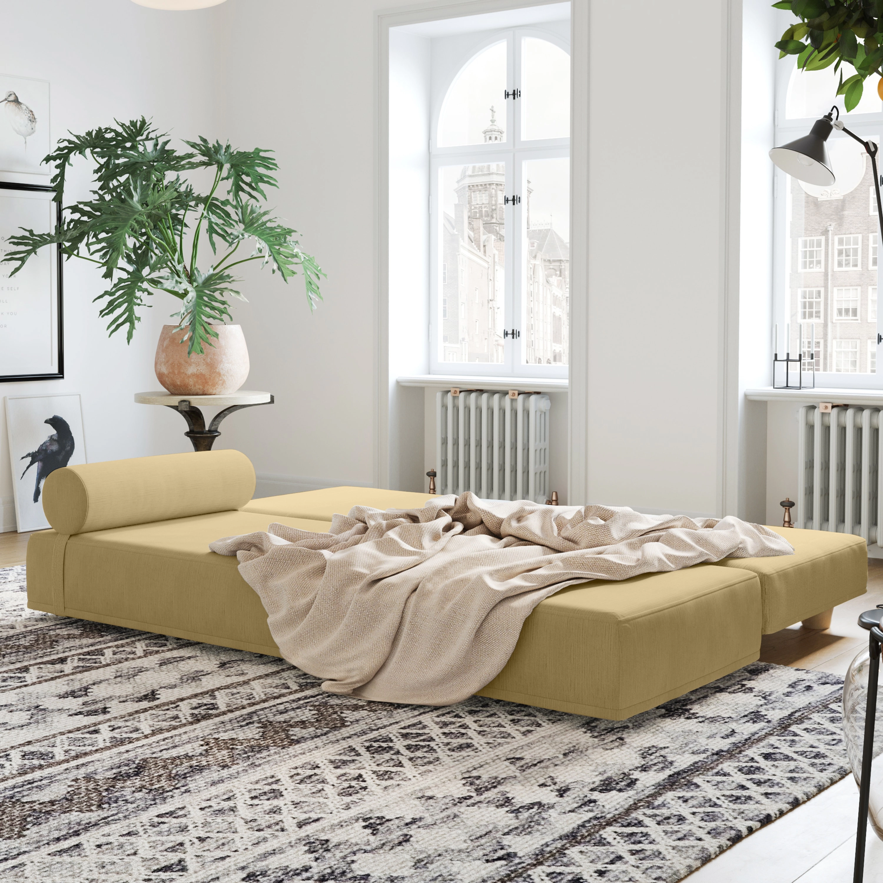 Alon Daybed - Fold-Out Sleeper Chaise with Premium Memory Foam Queen-Size Mattress