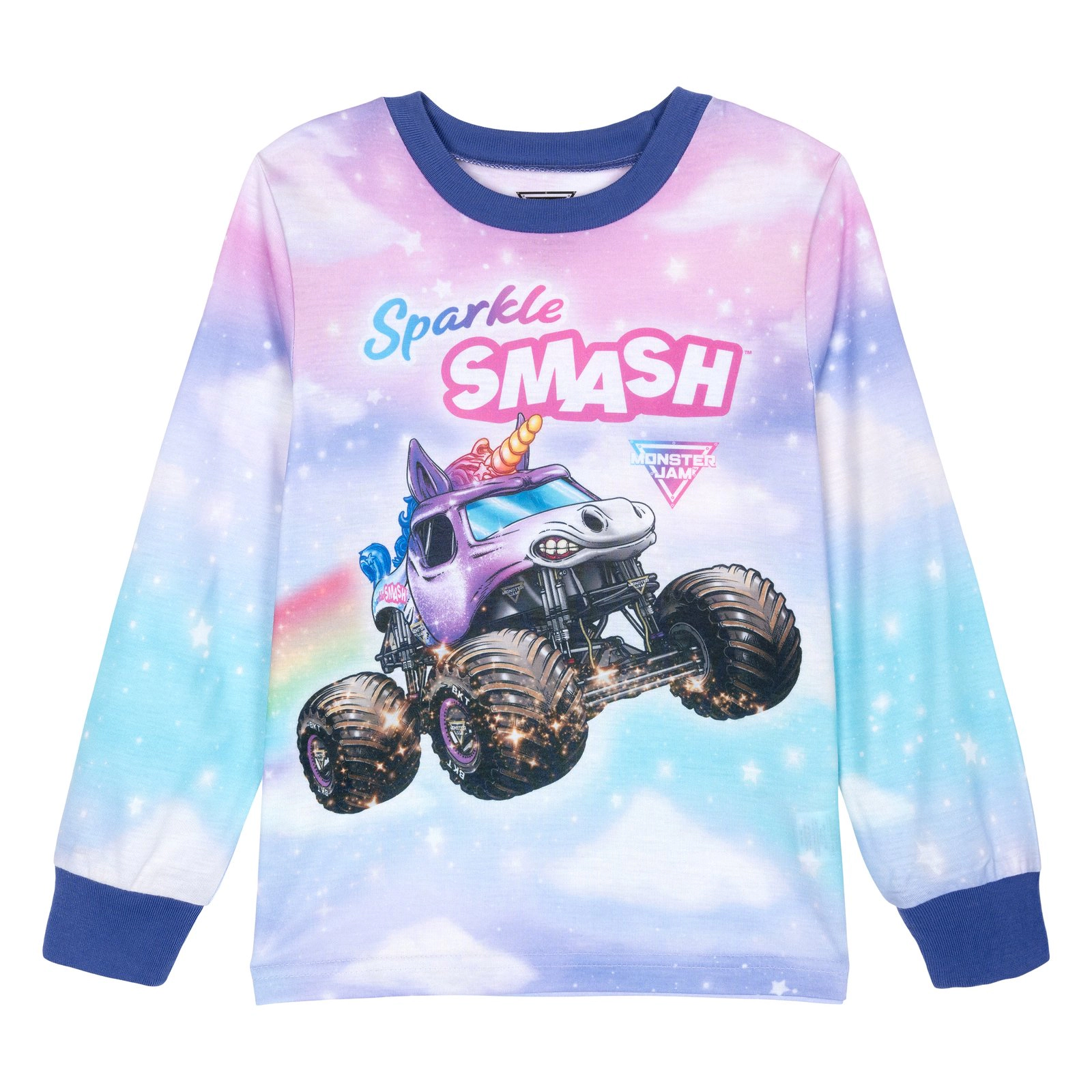 Monster Jam Sparkle Smash Girls' 2-Piece Pajama Shirt and Pants Set