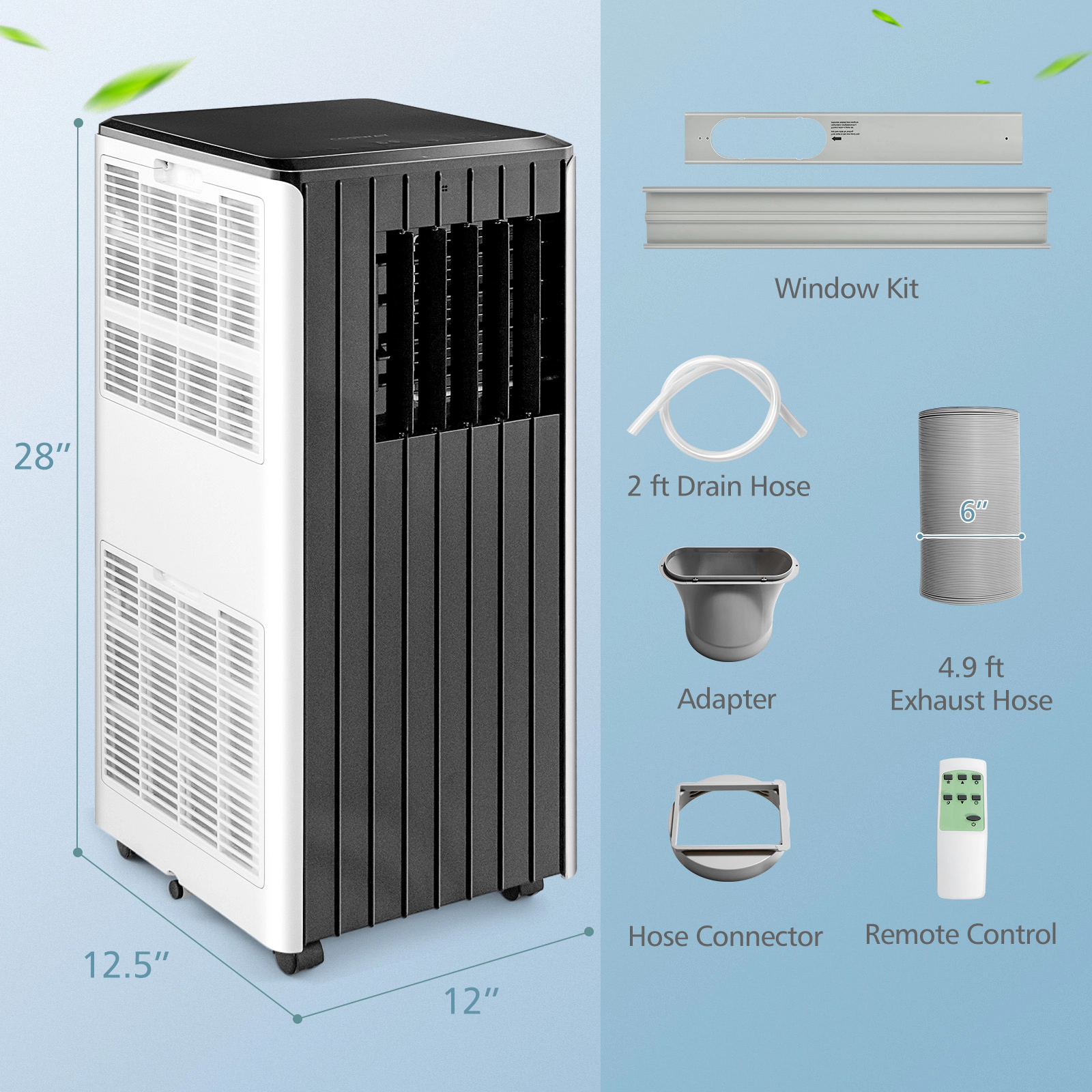 SlickBlue 8000 BTU Portable Air Conditioner with 3 Modes and Remote