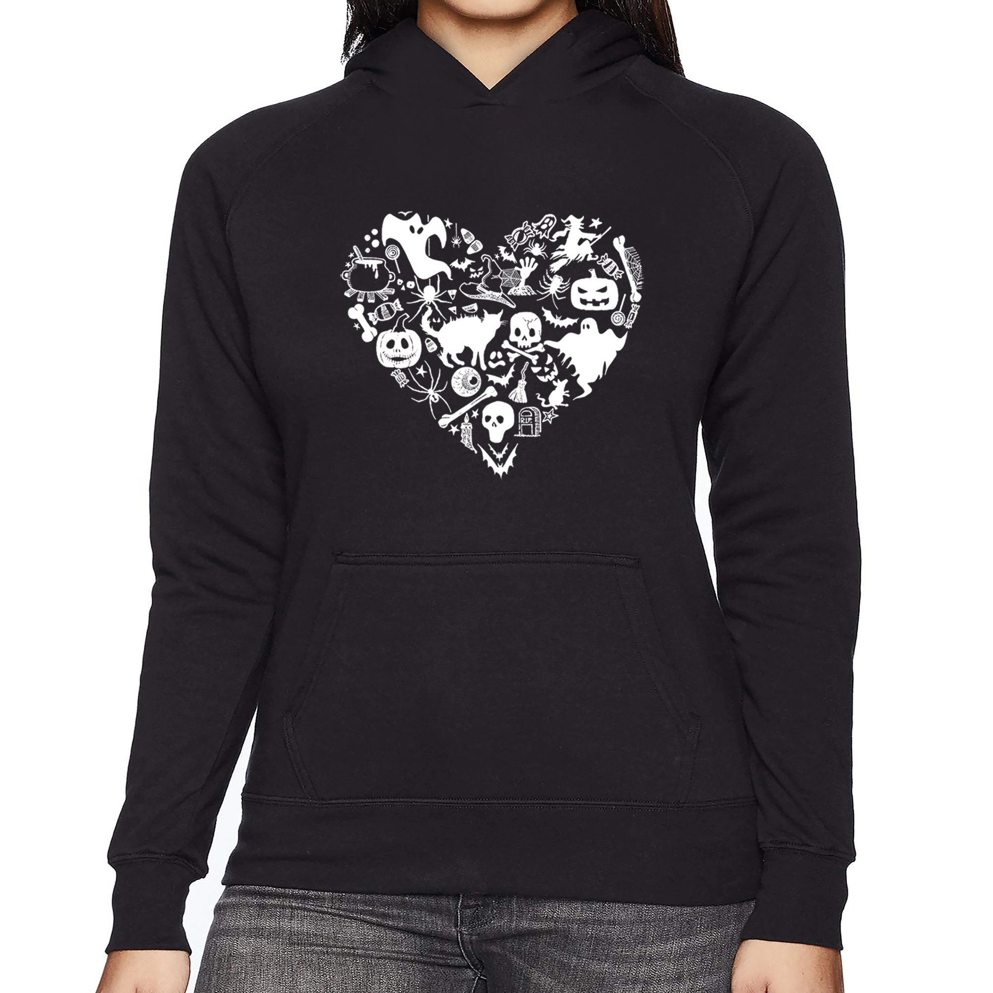 LA Pop Art Halloween Heart - Women's Word Hooded Sweatshirt