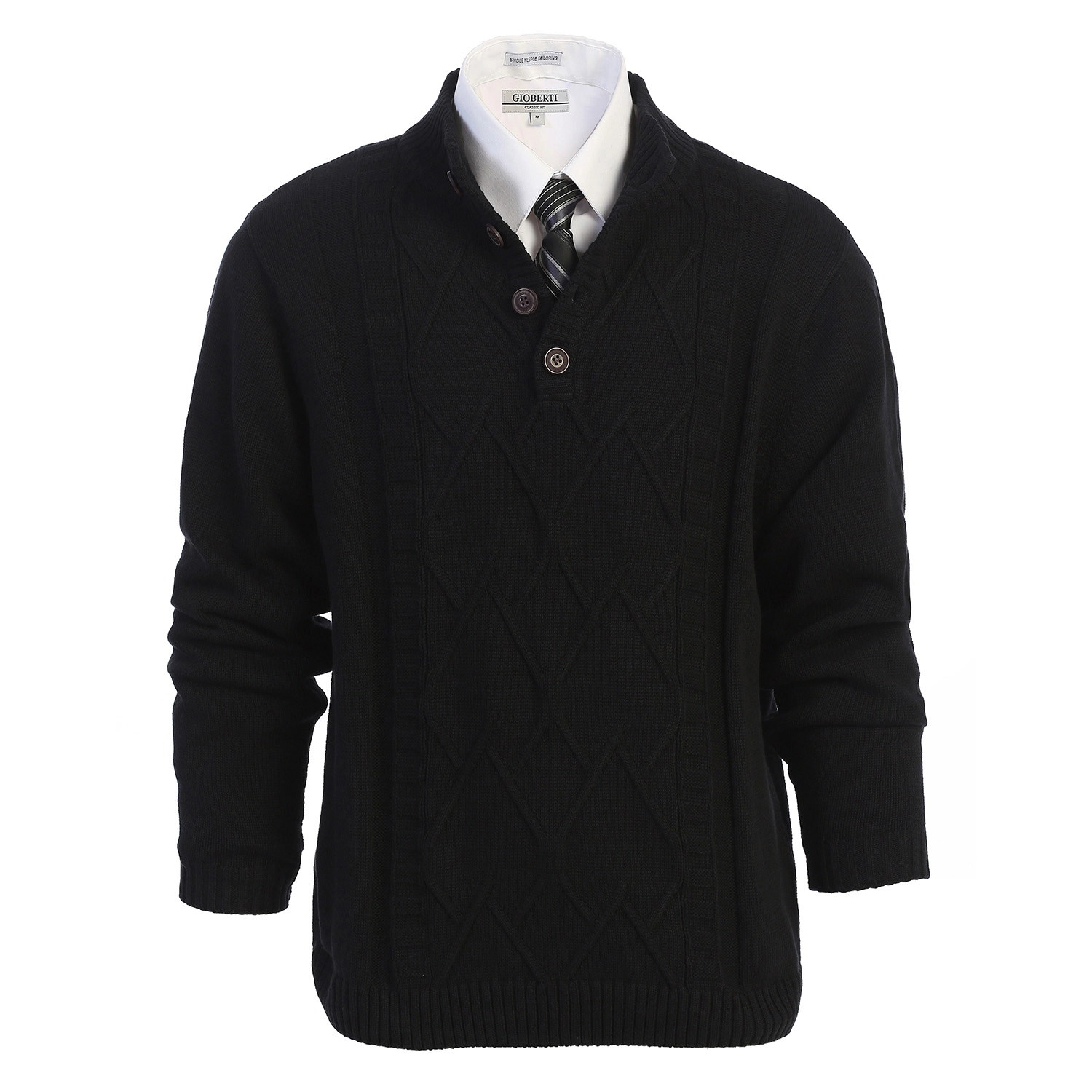 Gioberti Men's 100% Cotton Button Down Collar Knitted Pullover Sweater