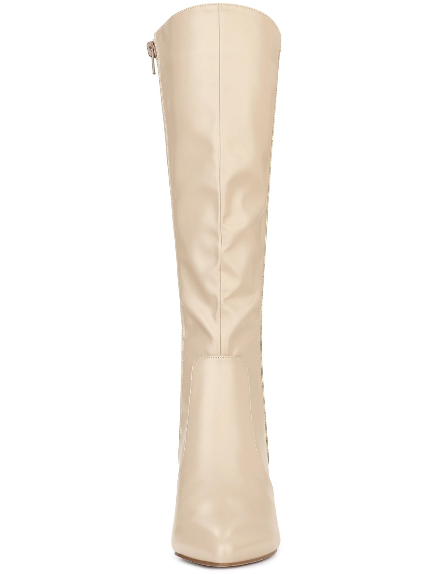 BLISSFUL STEP Women Pointy Toe Buckle Stiletto Heel Knee High Boots
