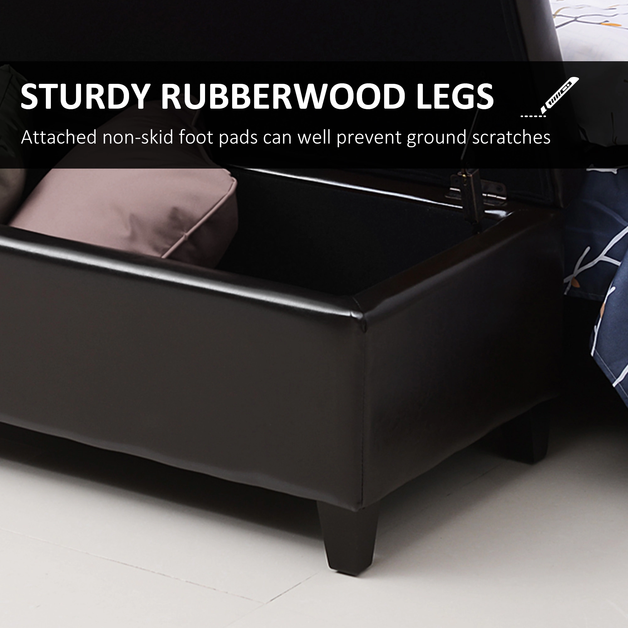 Hivvago 51" Faux Leather Storage Ottoman With Lift Top