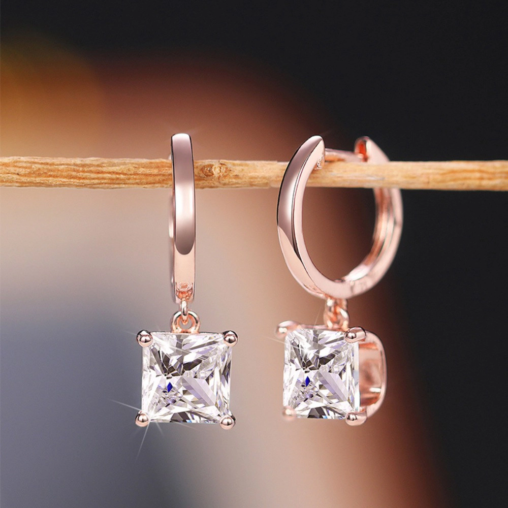 Luxury Solitaire Princess CZ Dangle Earring